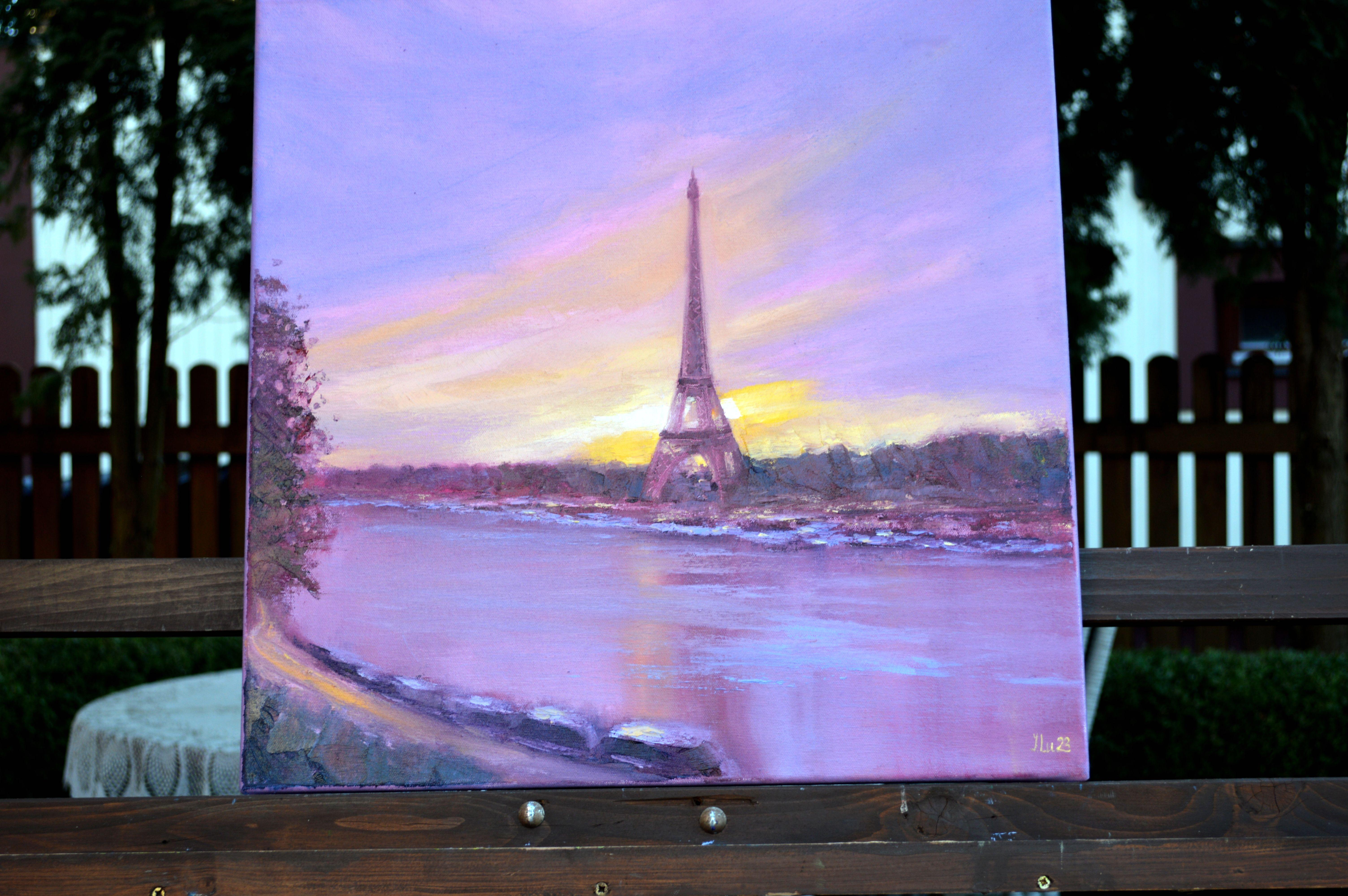 Dawn in Paris, 50X50, Öl auf Leinwand im Angebot 10