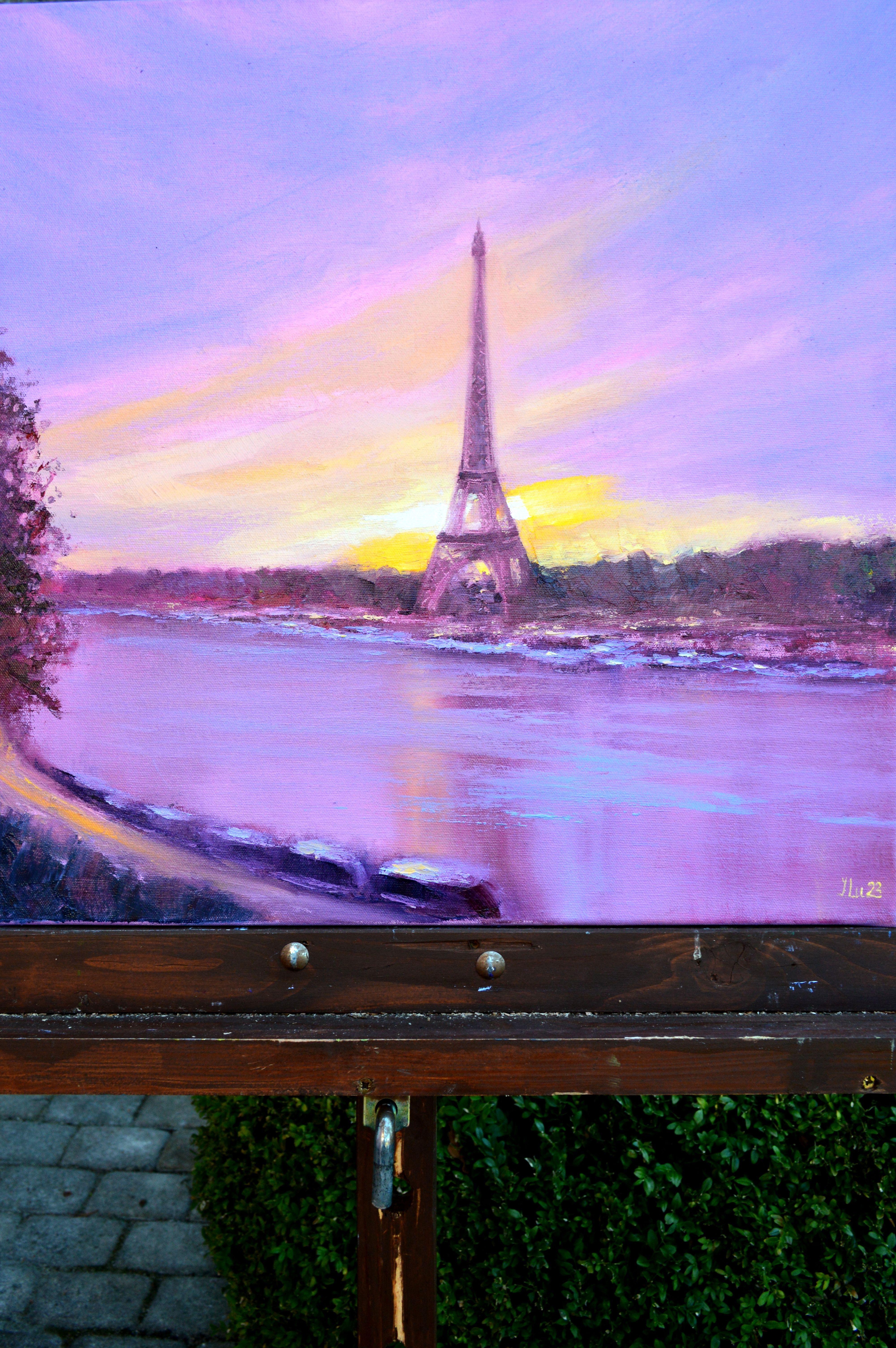 Dawn in Paris, 50X50, Öl auf Leinwand im Angebot 13