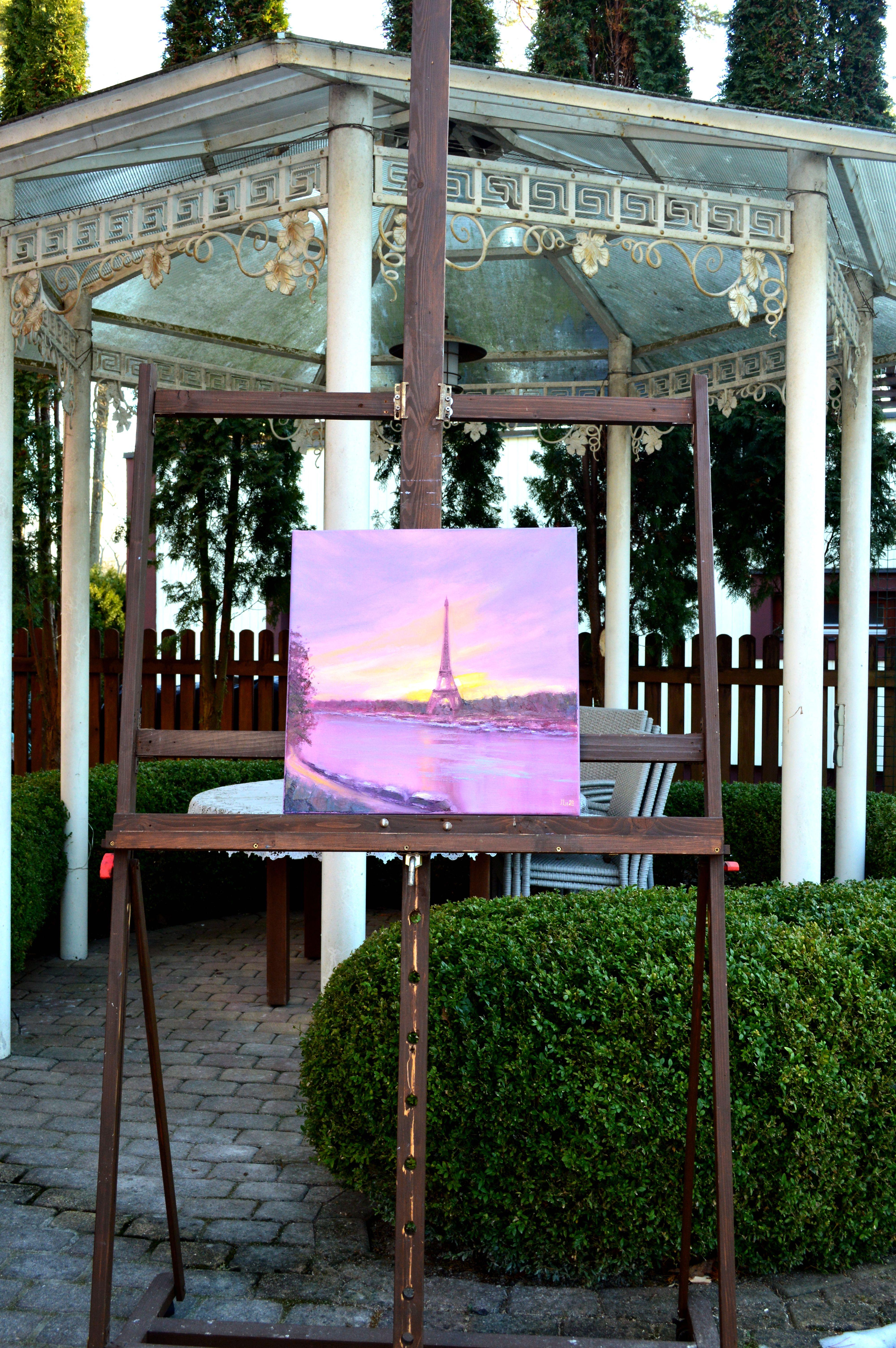 Dawn in Paris, 50X50, Öl auf Leinwand – Painting von Elena Lukina
