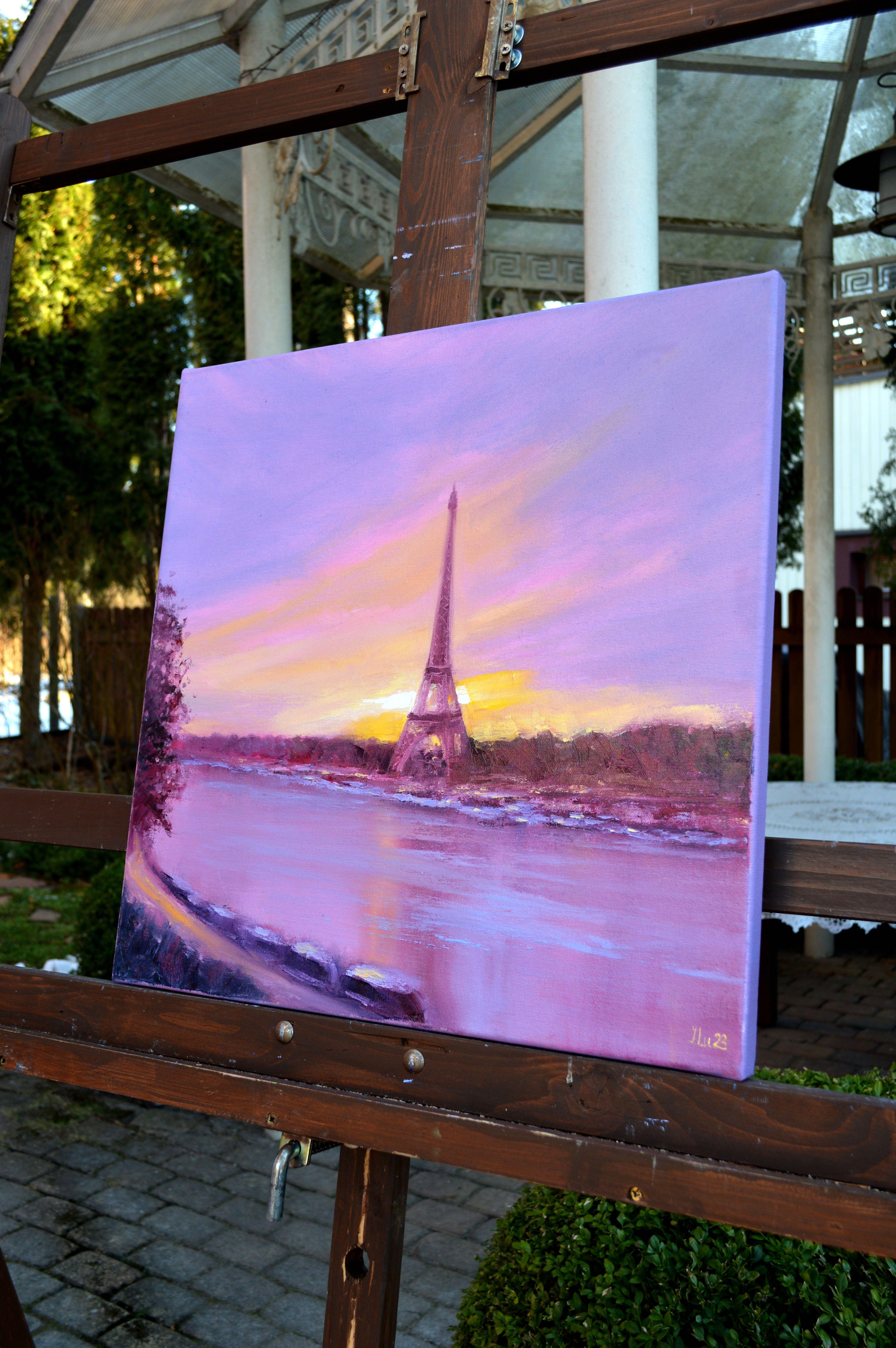 Dawn in Paris, 50X50, Öl auf Leinwand im Angebot 1