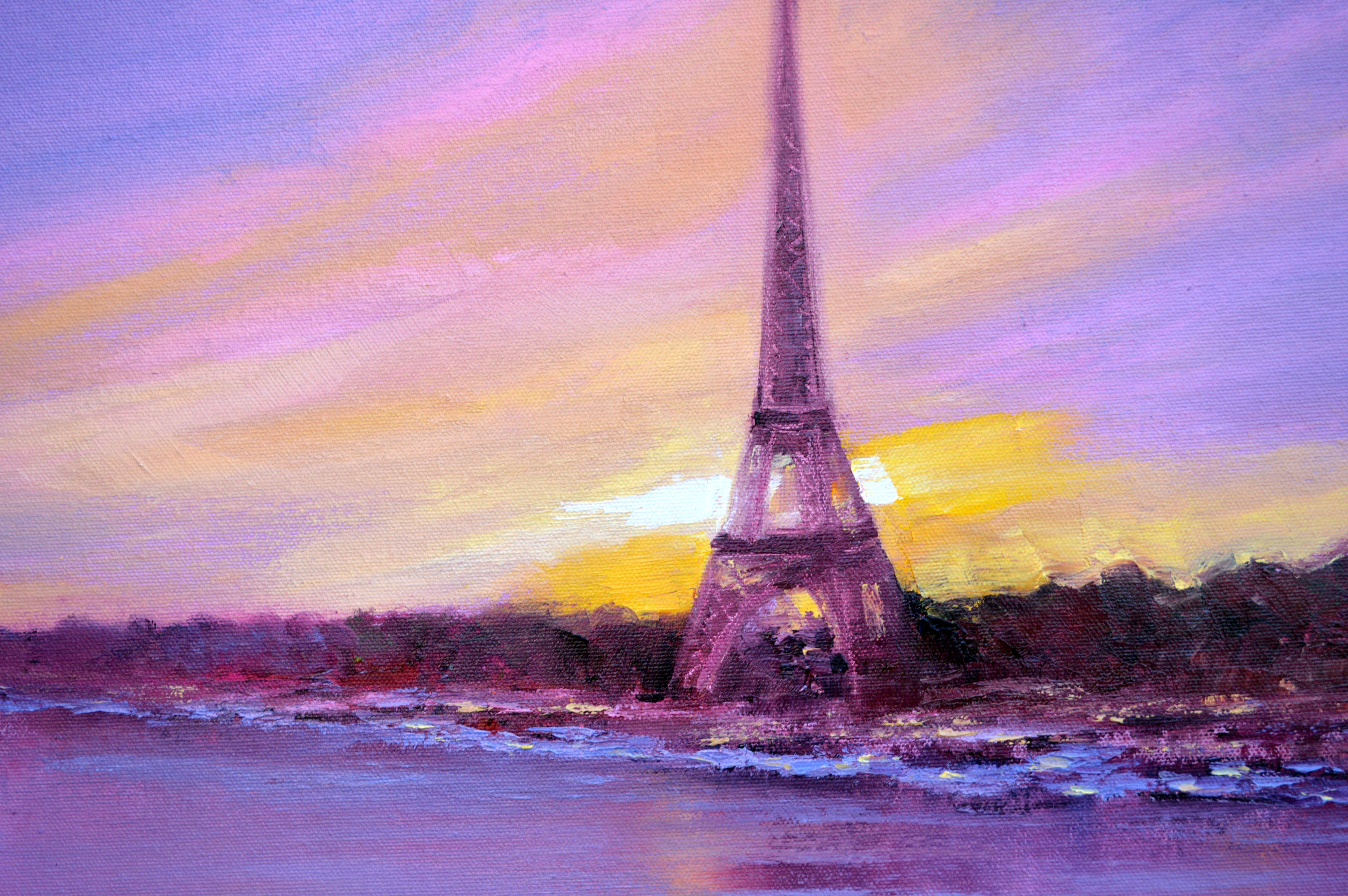 Dawn in Paris, 50X50, Öl auf Leinwand im Angebot 3