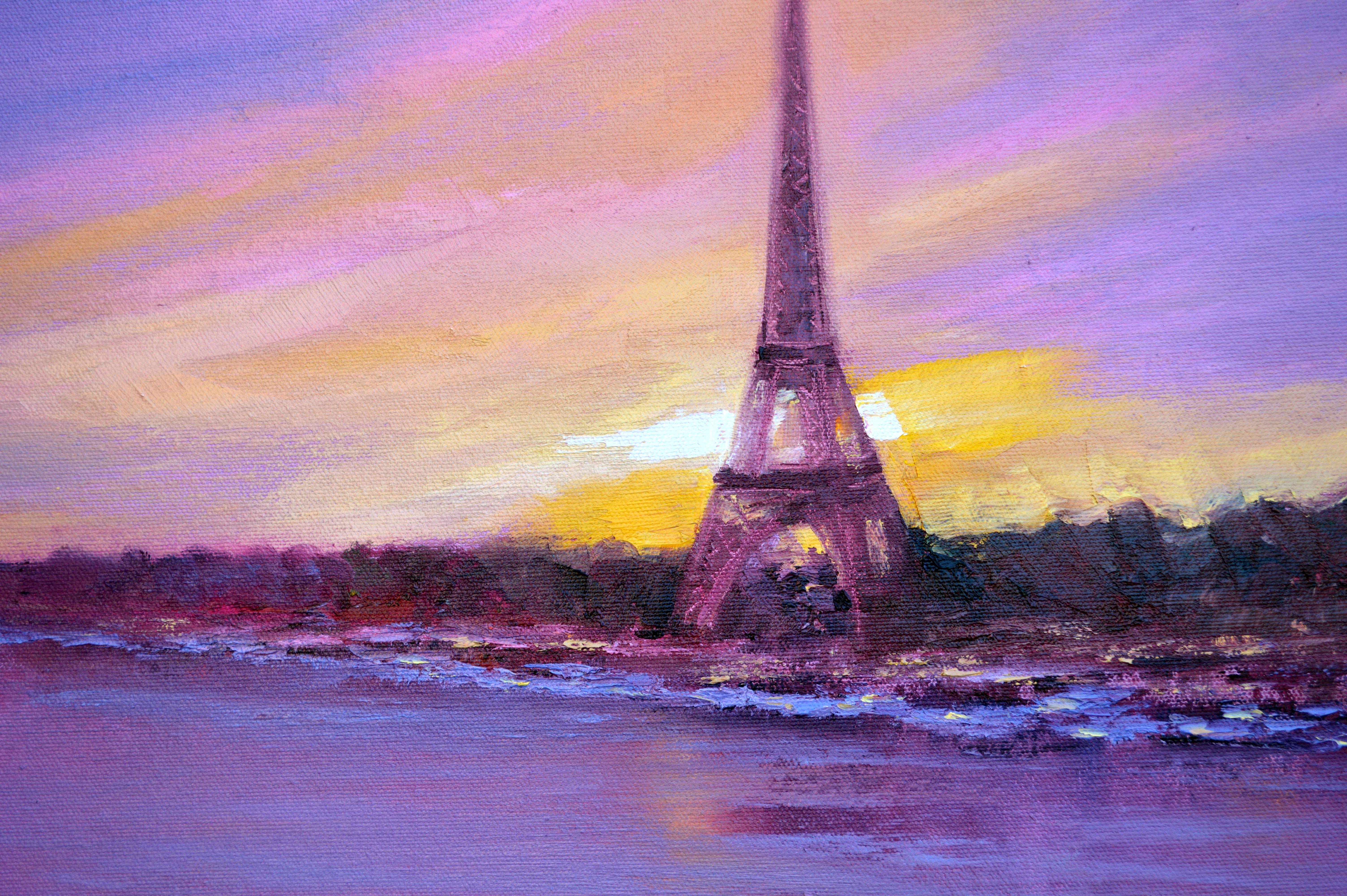 Dawn in Paris 50X50 oil on canvas,  PARIS - CITY OF LOVERS For Sale 5