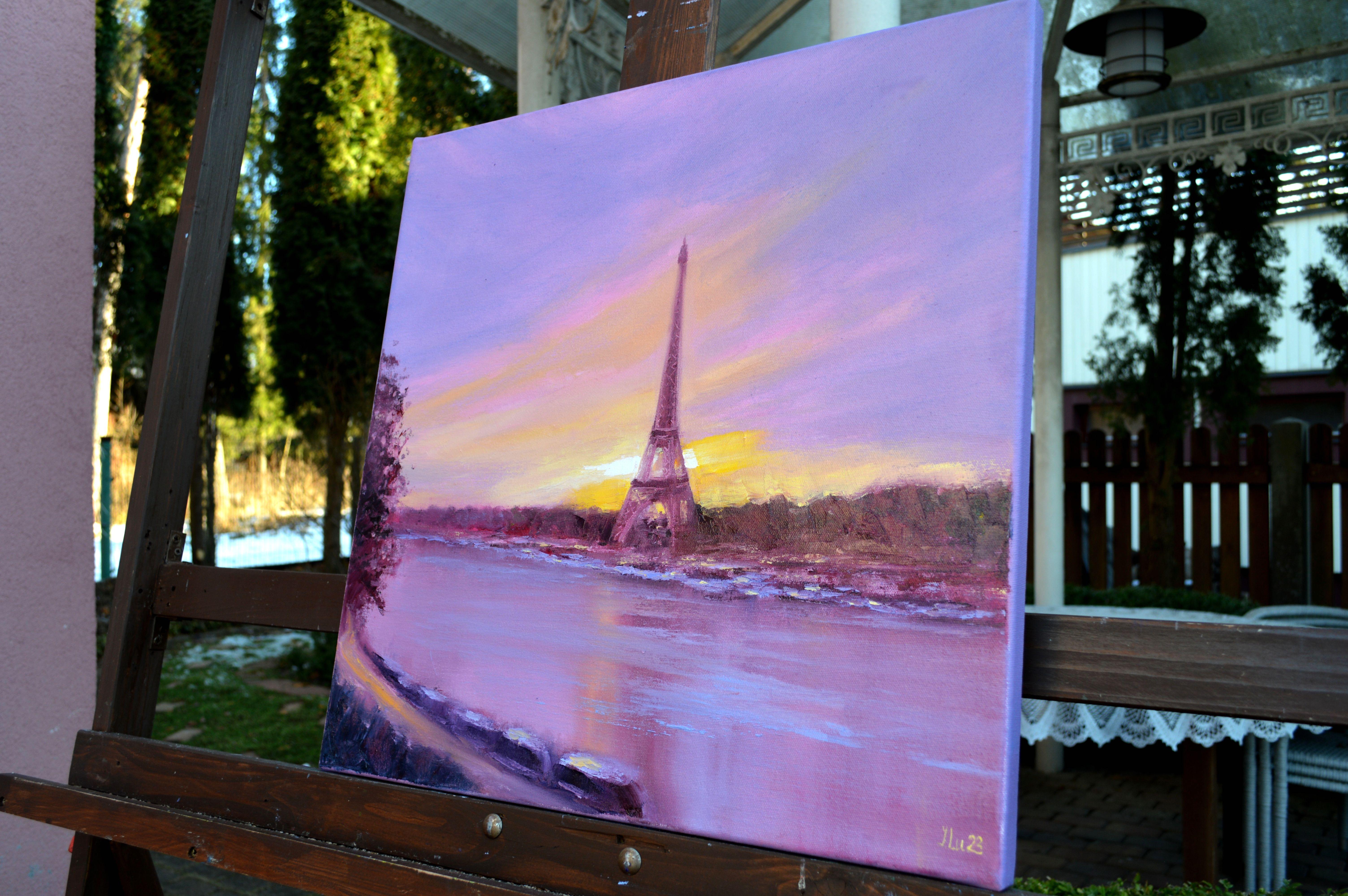 Dawn in Paris 50X50 oil on canvas,  PARIS - CITY OF LOVERS For Sale 12