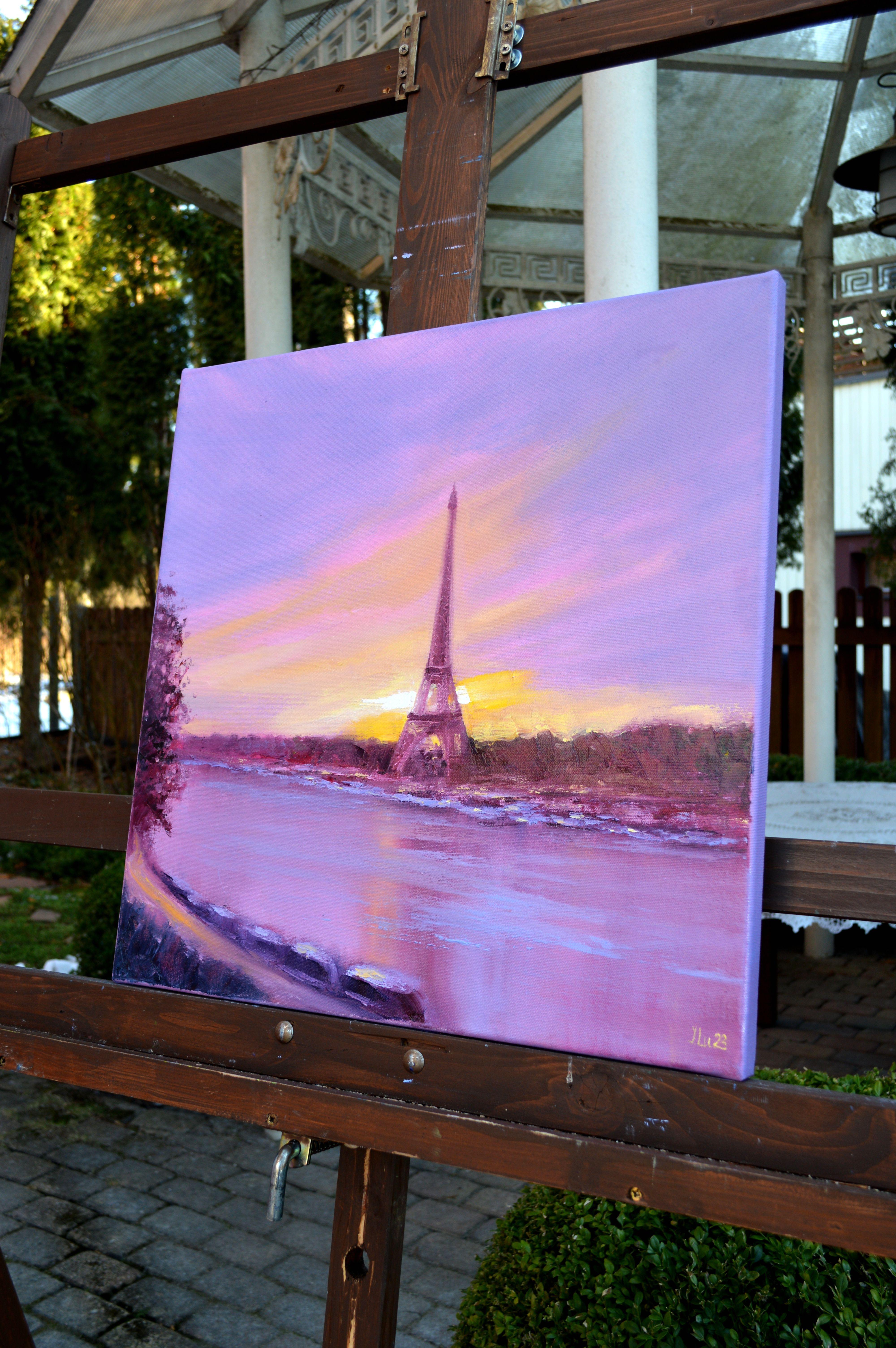 Dawn in Paris 50X50 oil on canvas,  PARIS - CITY OF LOVERS For Sale 2