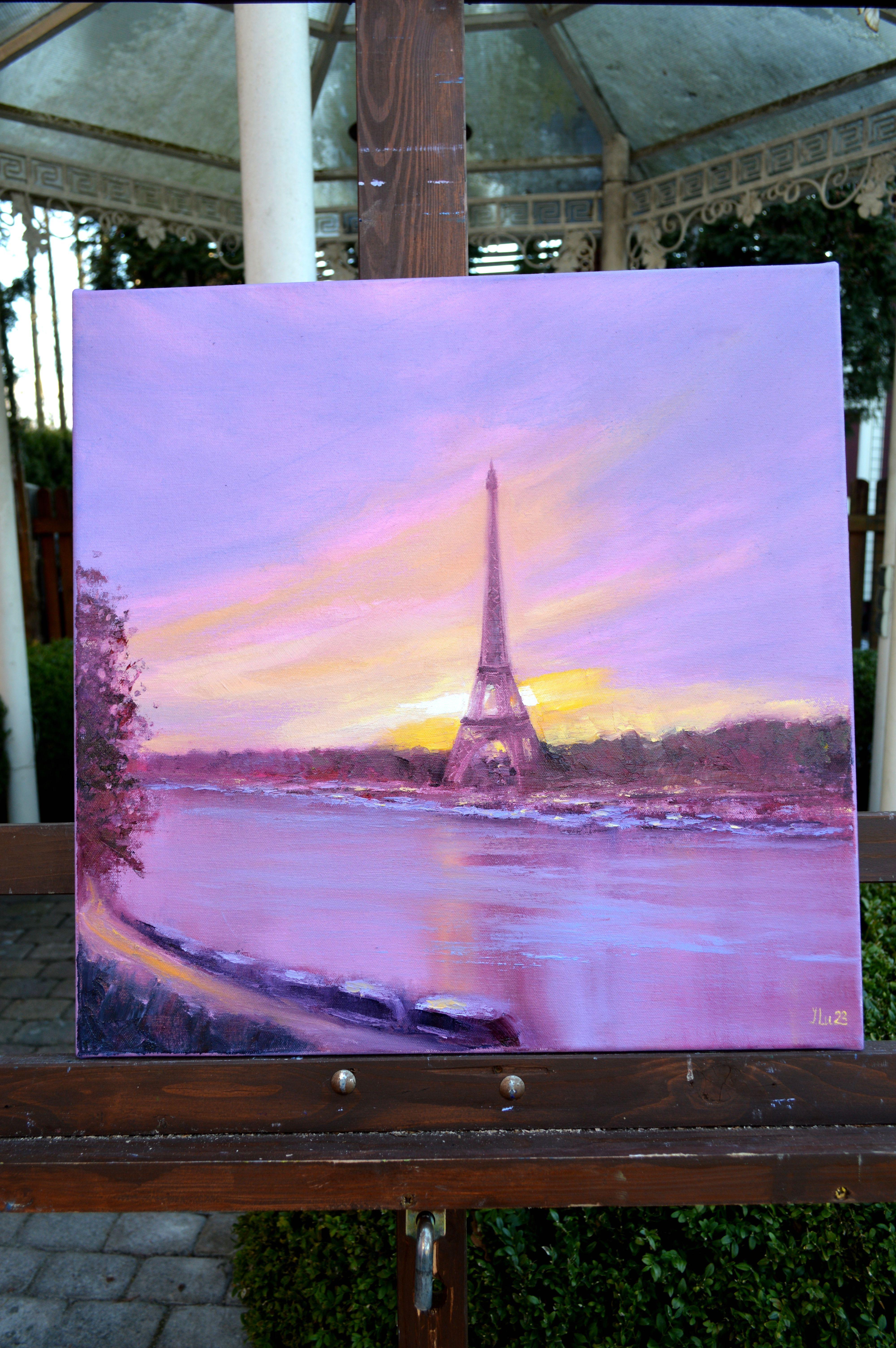 Dawn in Paris 50X50 oil on canvas,  PARIS - CITY OF LOVERS For Sale 2