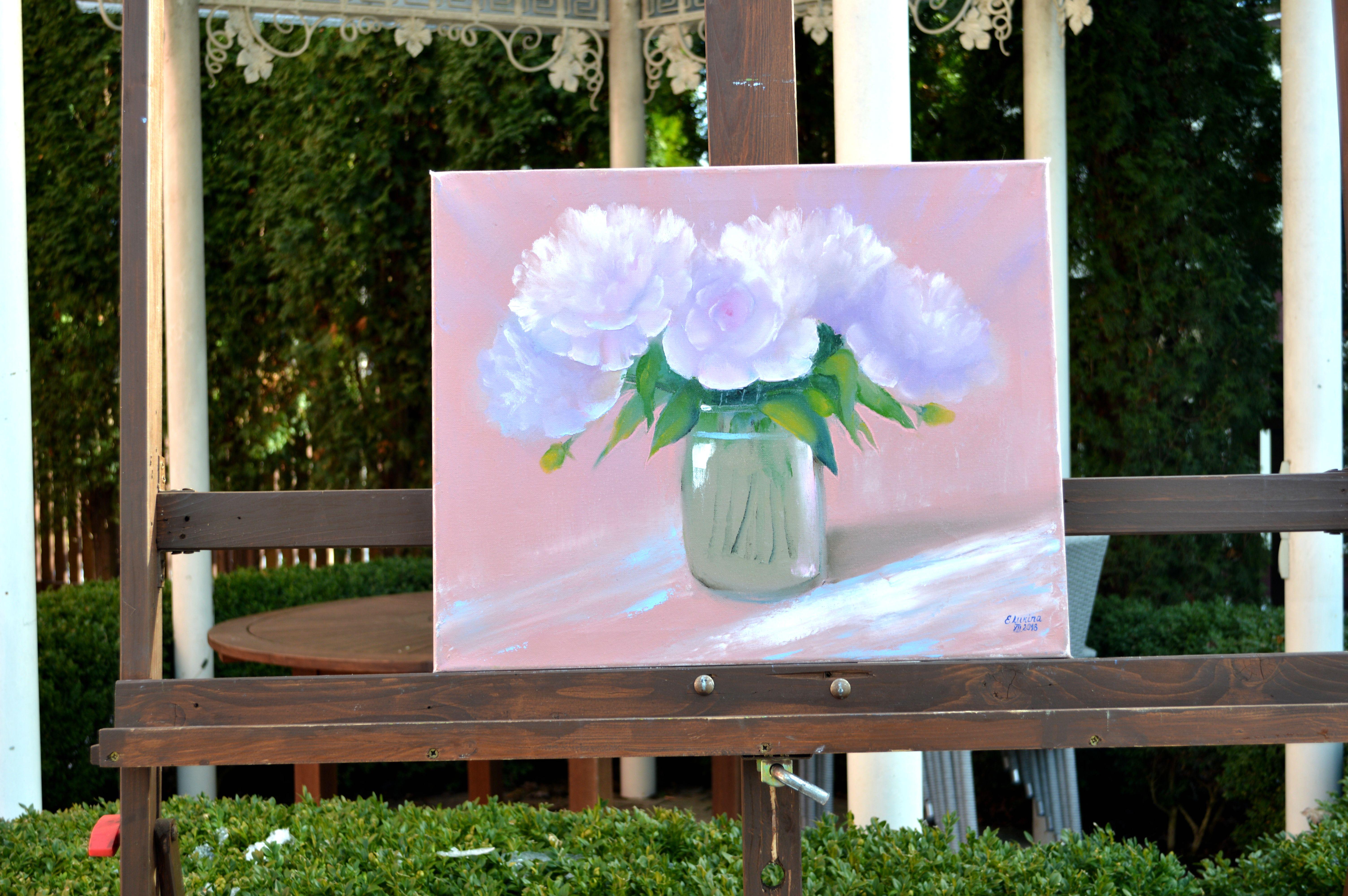 Delicate peonies - Painting by Elena Lukina