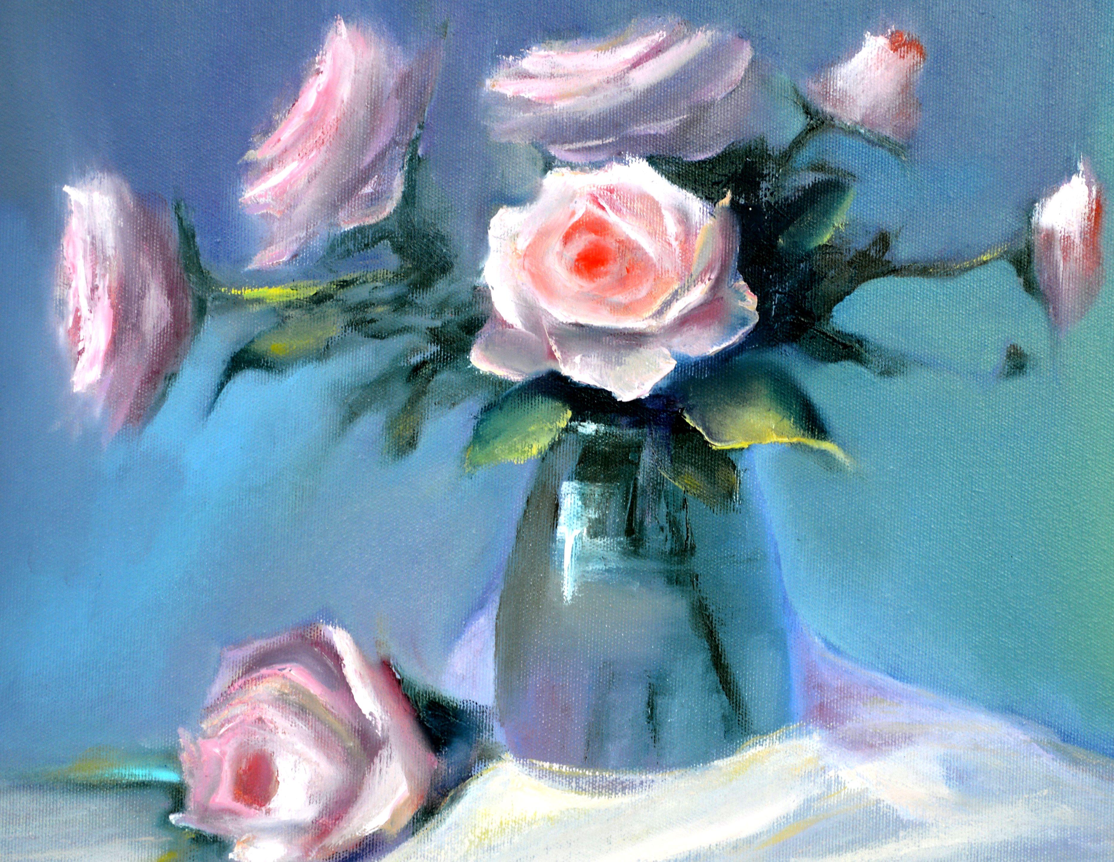 Delicata natura morta - Painting di Elena Lukina