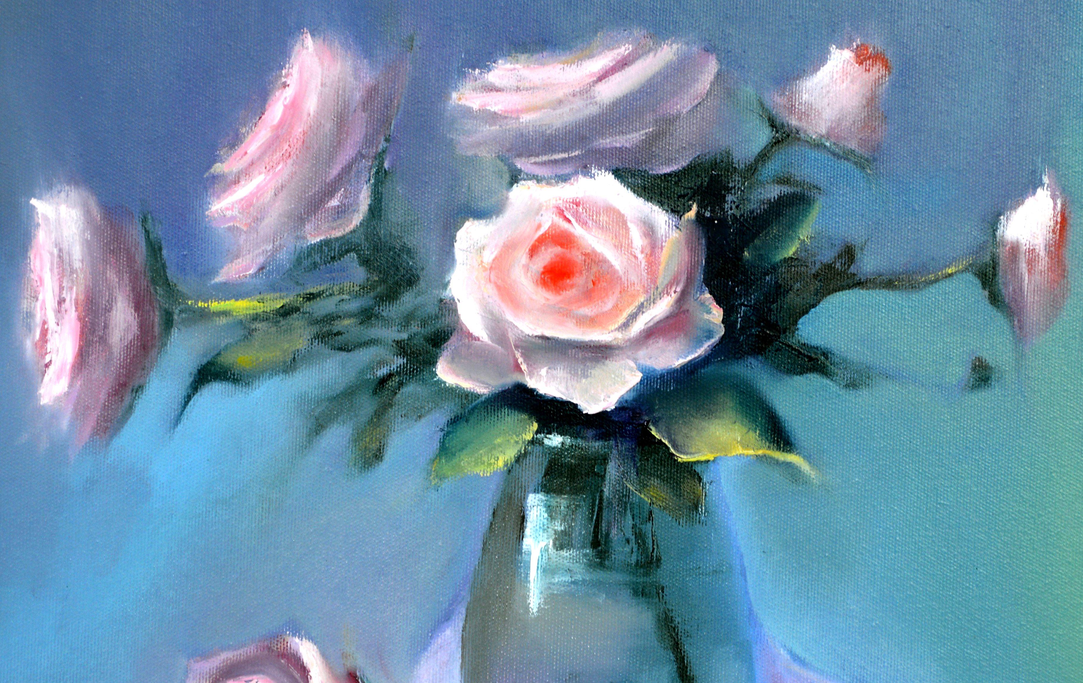 Delicata natura morta - Painting Espressionista di Elena Lukina