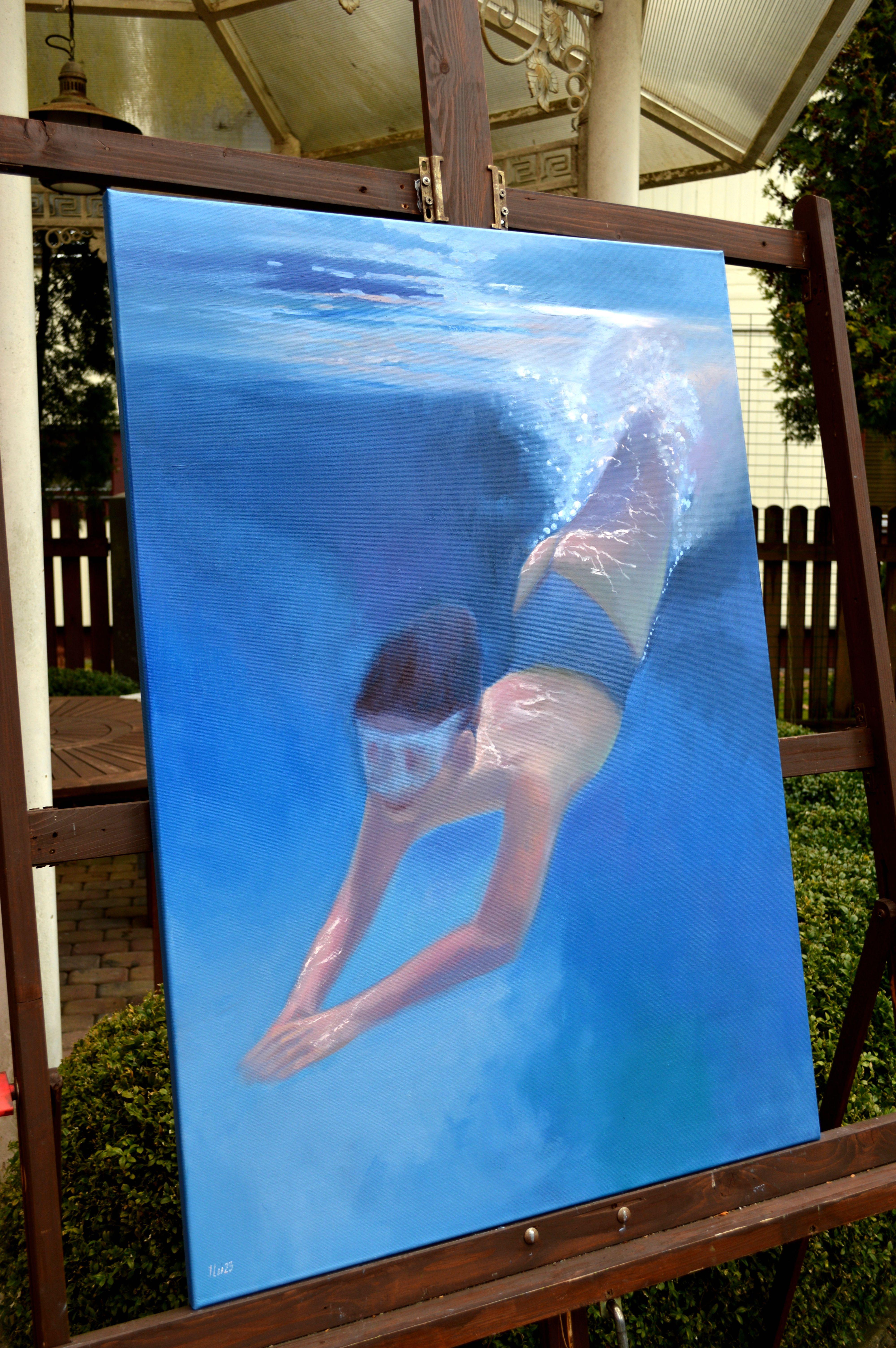 Dive ins Wasser tauchen (Expressionismus), Painting, von Elena Lukina