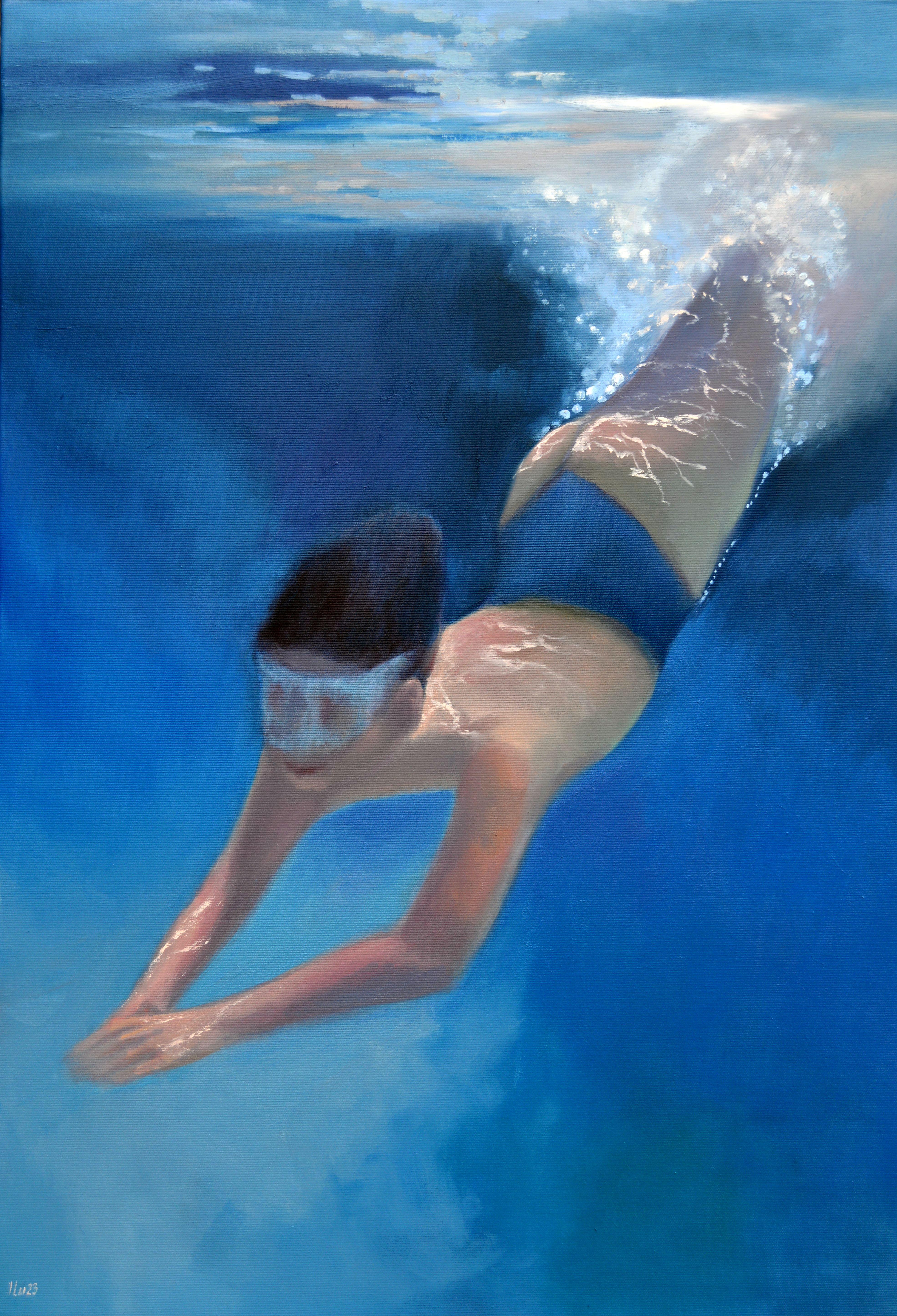 Elena Lukina Landscape Painting - Dive into the water