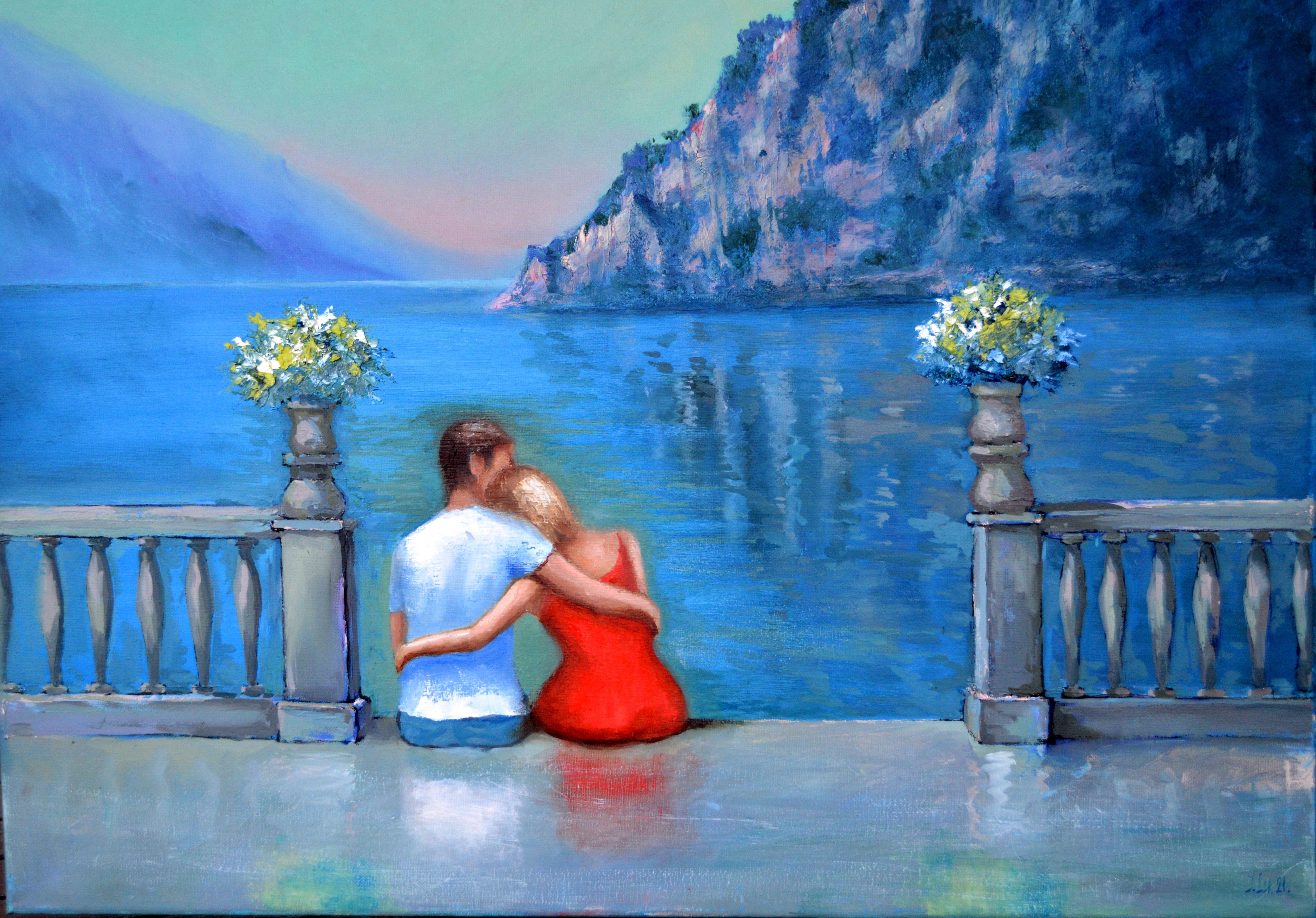 Elena Lukina Landscape Painting - Dreams Come True 50X70 oil, Valentine’s Day gifts art