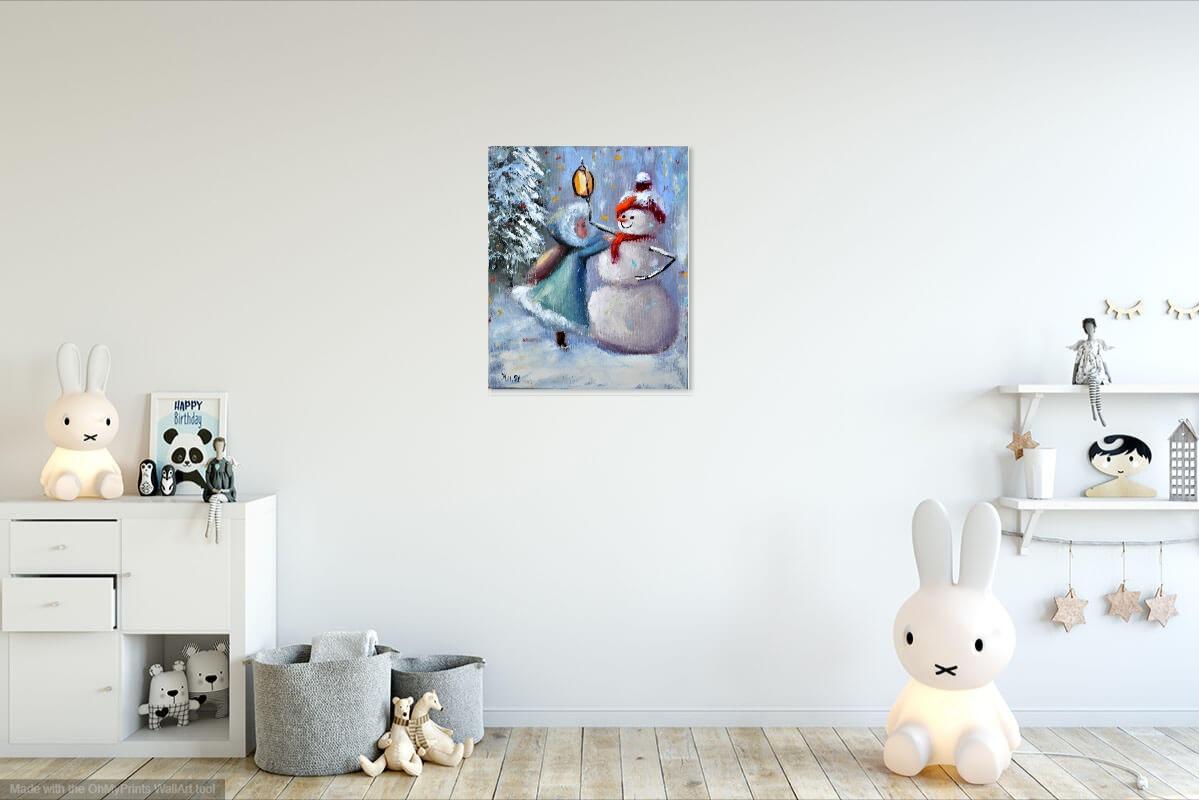 Dress up the snowman! Gift Art 30X25 For Sale 8