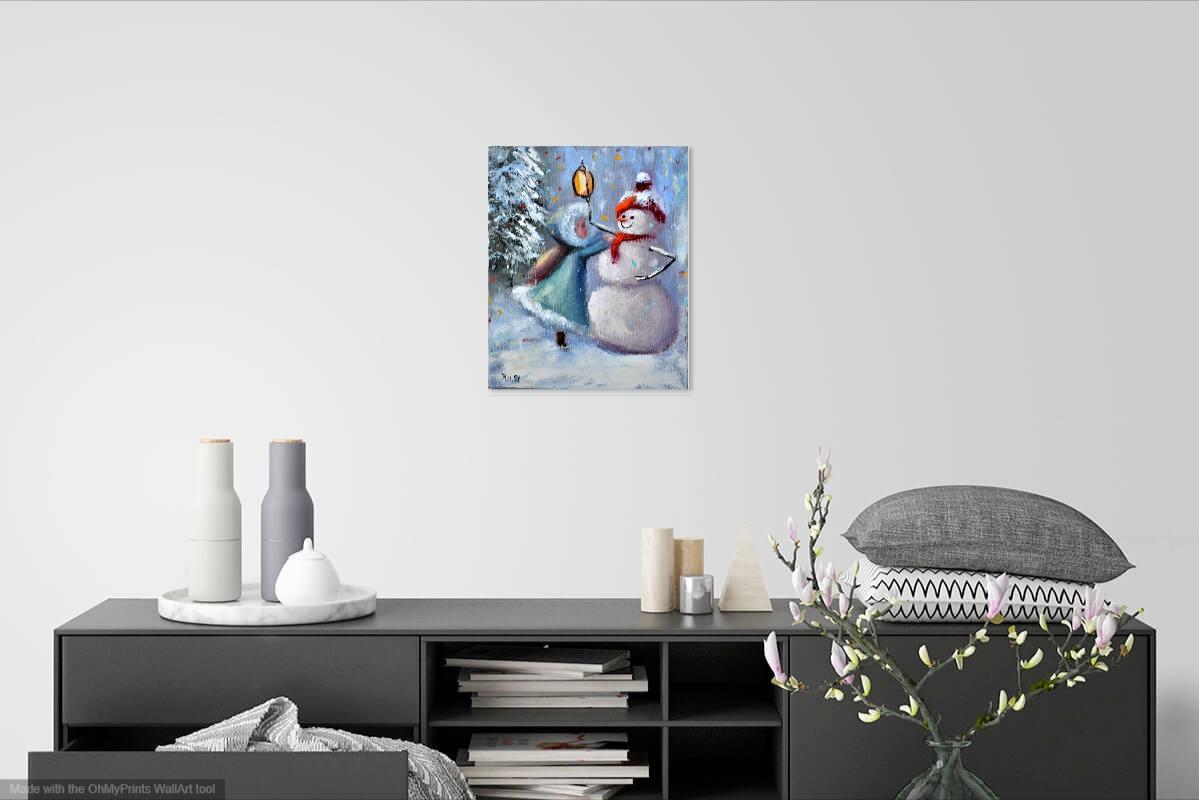 Dress up the snowman! Gift Art 30X25 For Sale 9