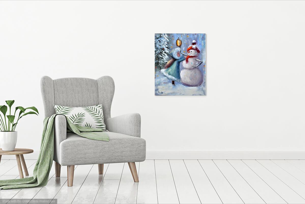 Dress up the snowman! Gift Art 30X25 For Sale 10