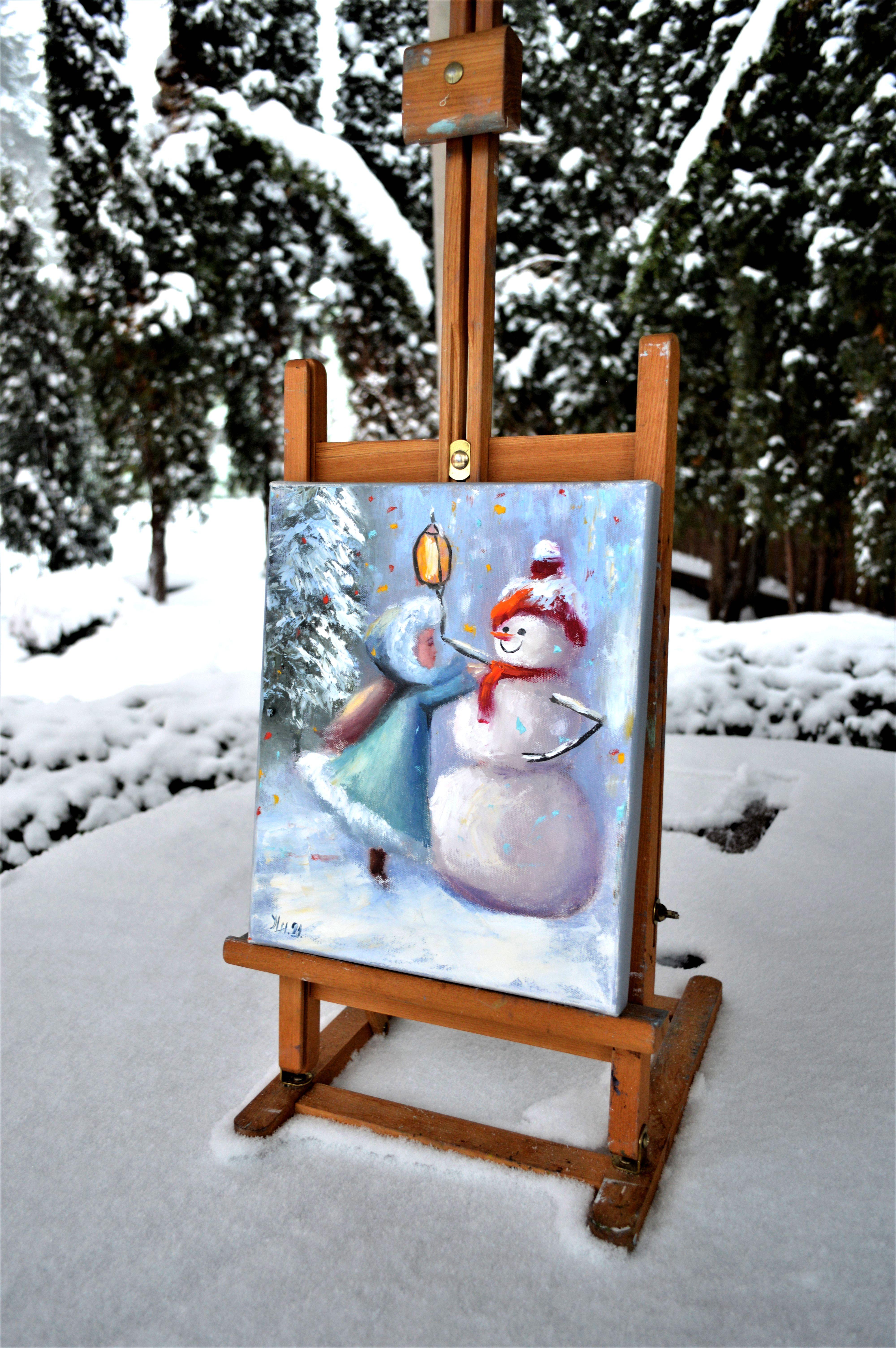 Dress up the snowman! Gift Art 30X25 For Sale 1