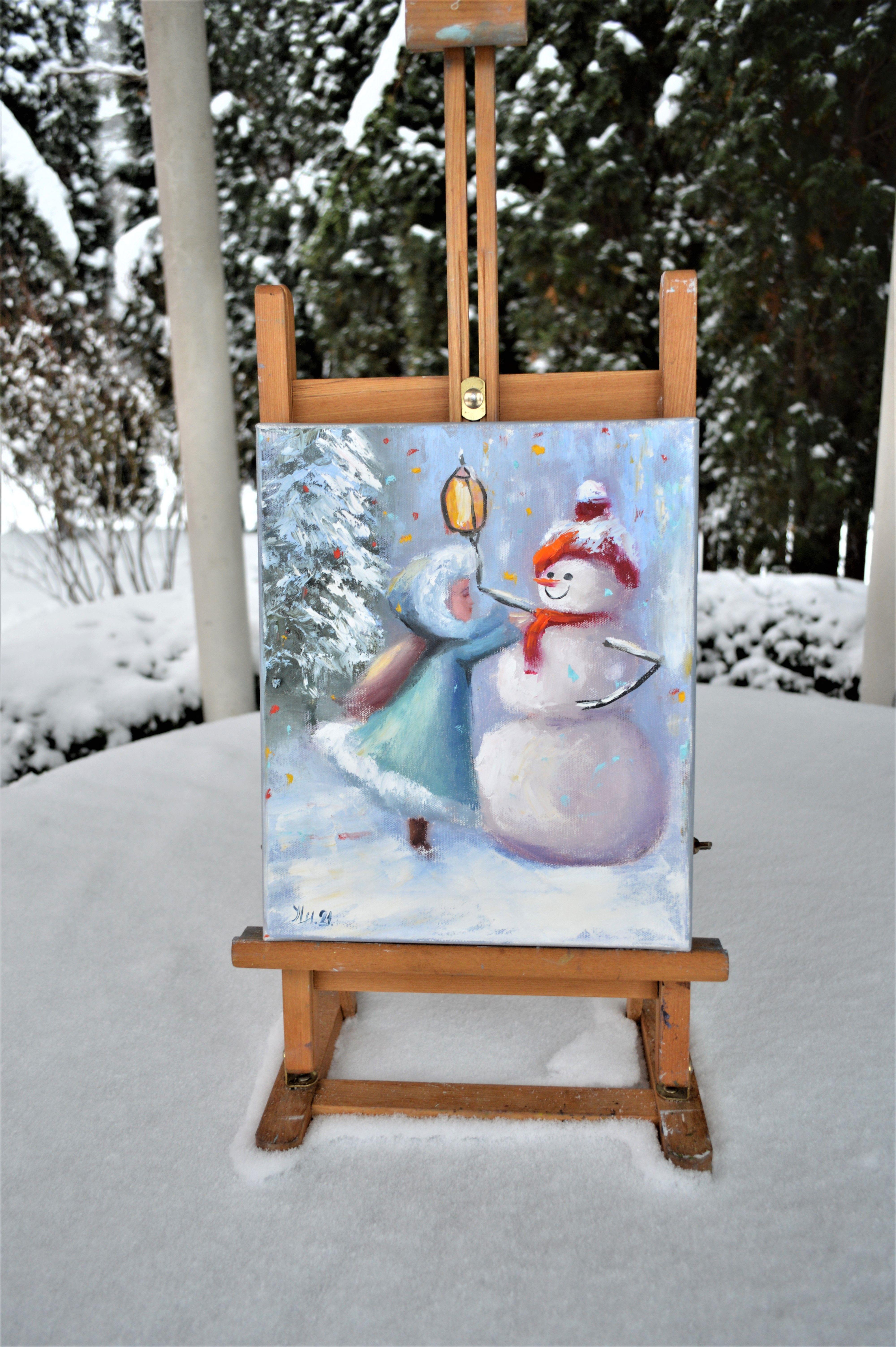 Dress up the snowman! Gift Art 30X25 For Sale 2