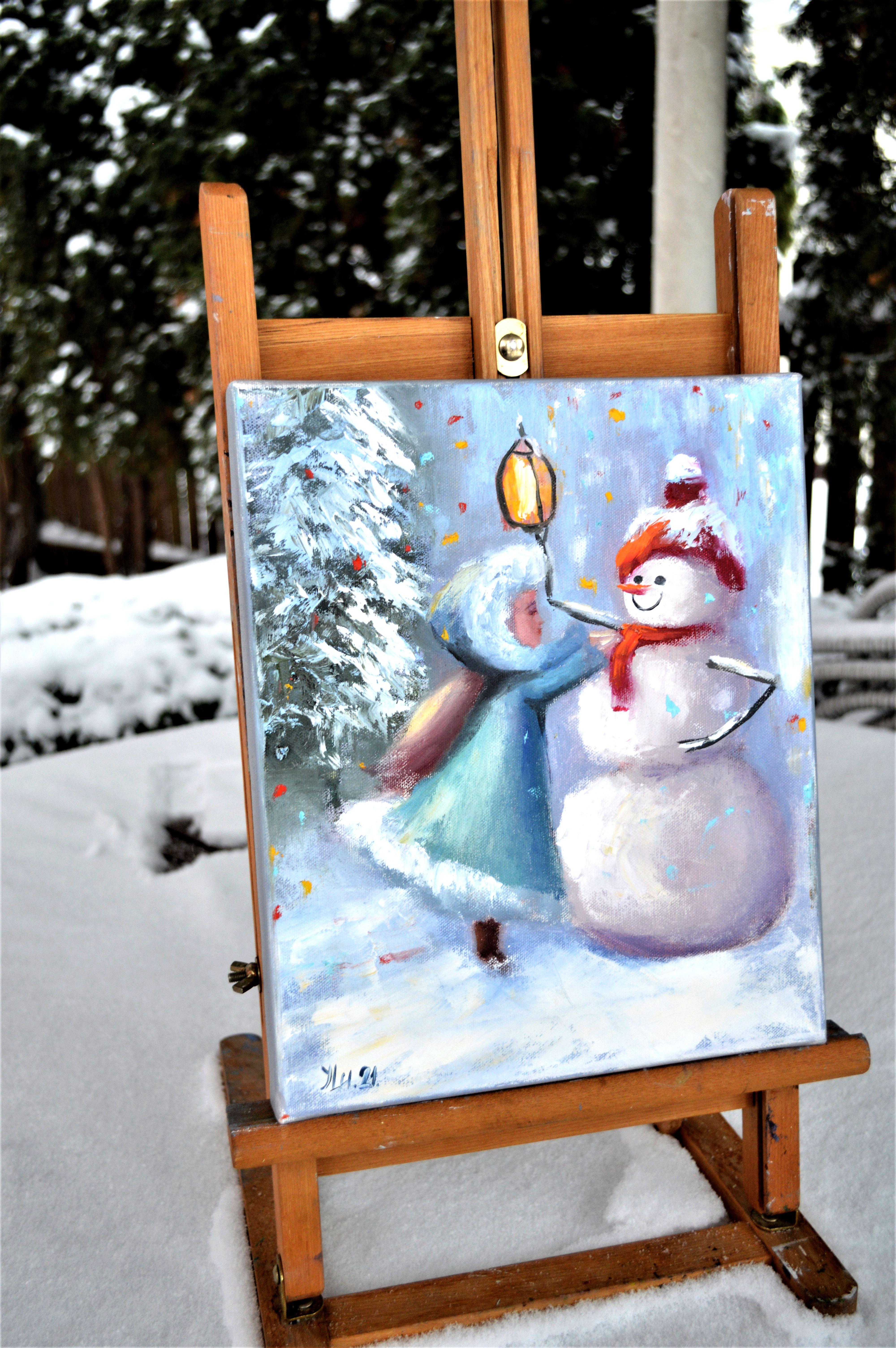 Dress up the snowman! Gift Art 30X25 For Sale 3