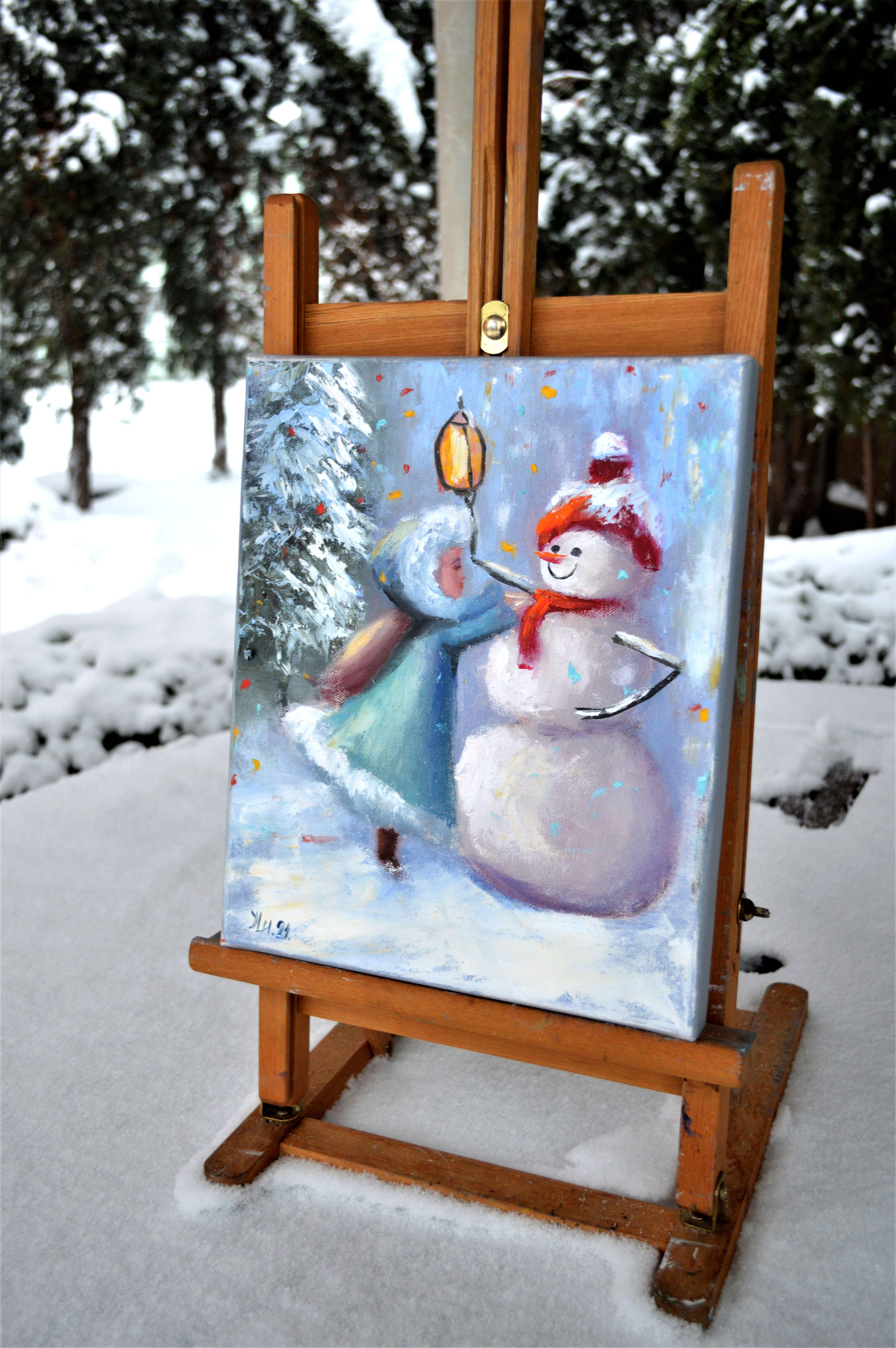 Dress up the snowman! Gift Art 30X25 For Sale 4