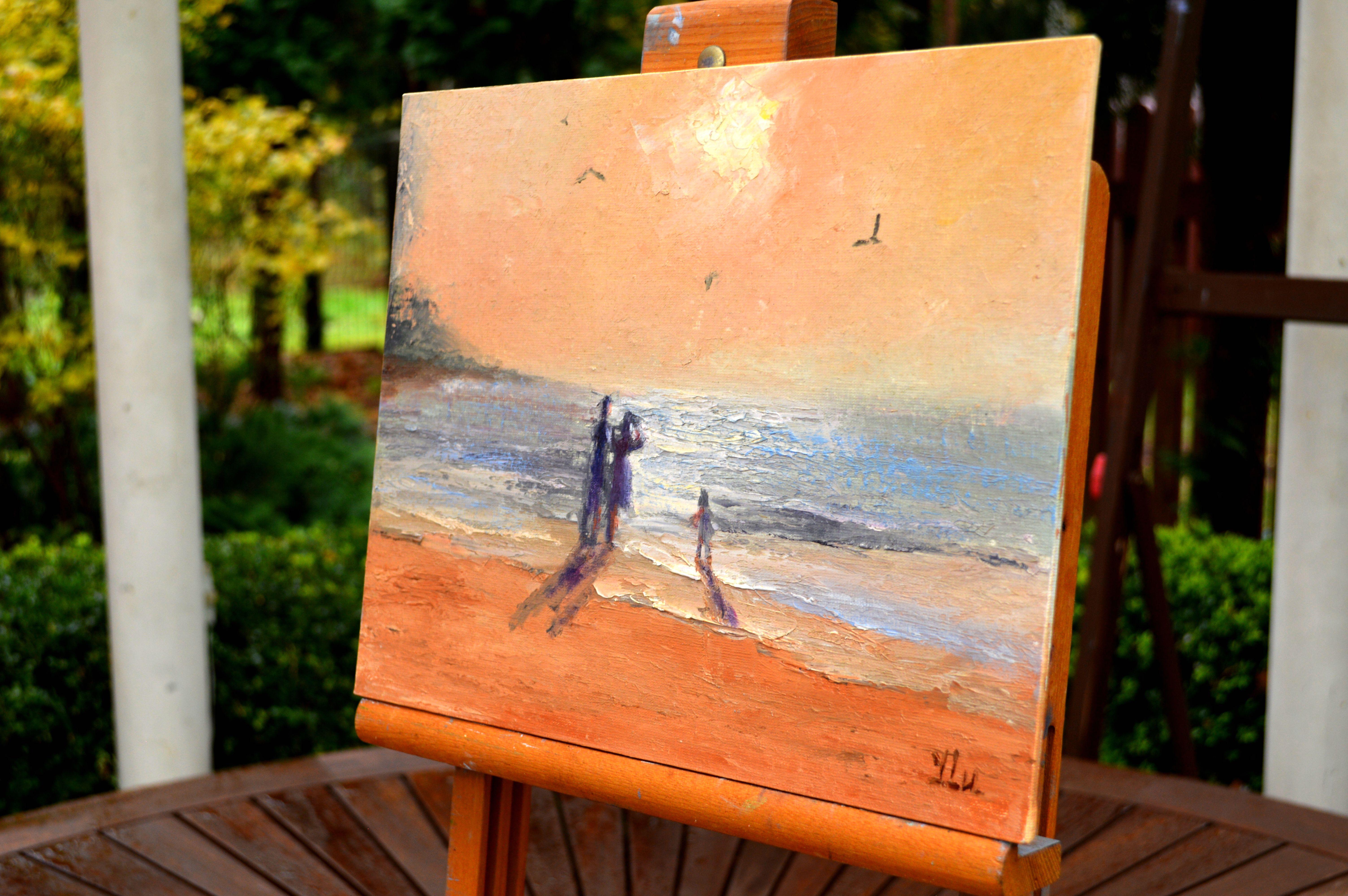 During Sunset - Brown Landscape Painting by Elena Lukina