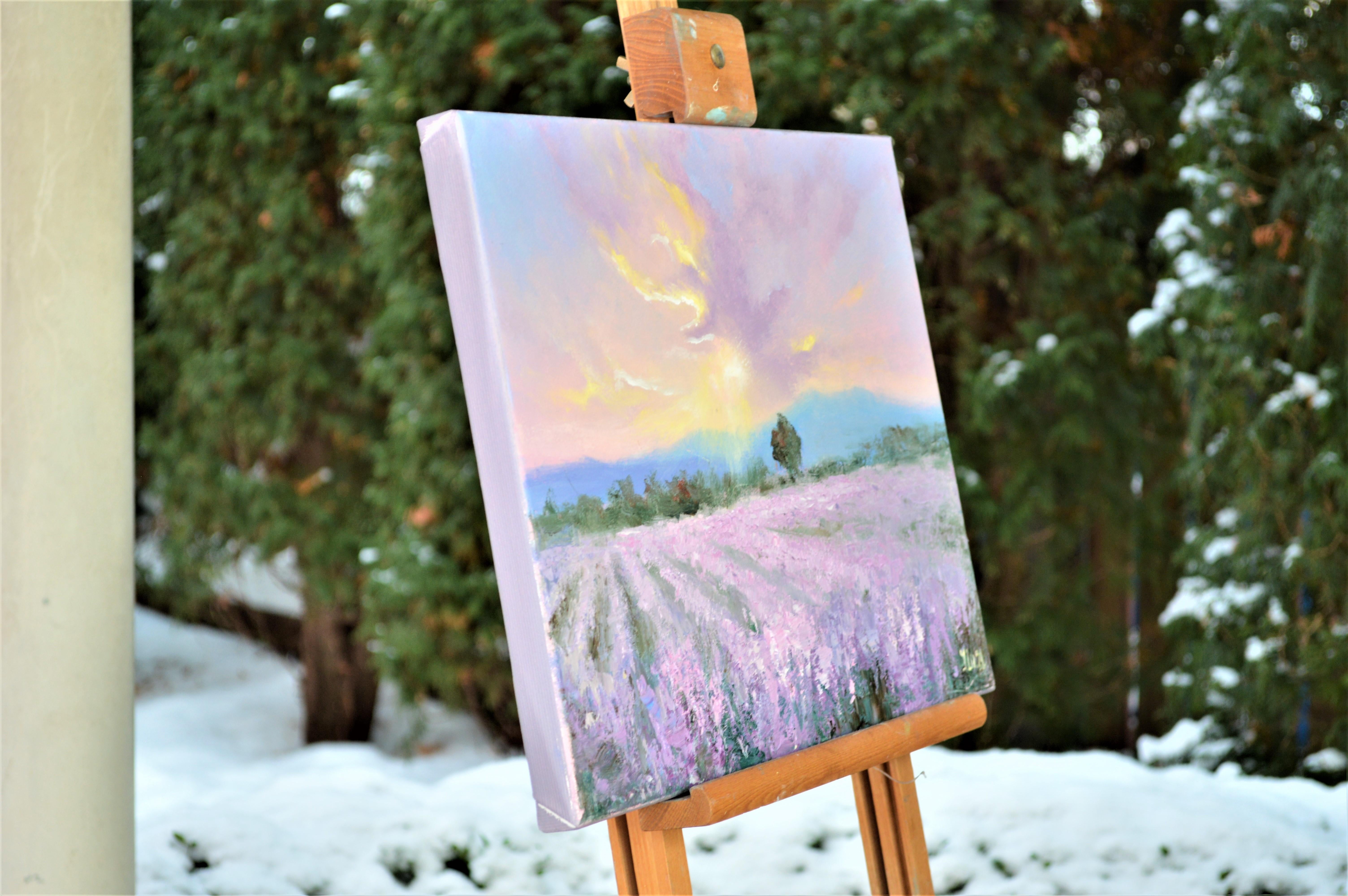 Senteur lavande du soir - Expressionniste Painting par Elena Lukina