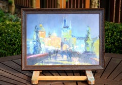 Le luci della sera a Praga. Il Ponte Charles.