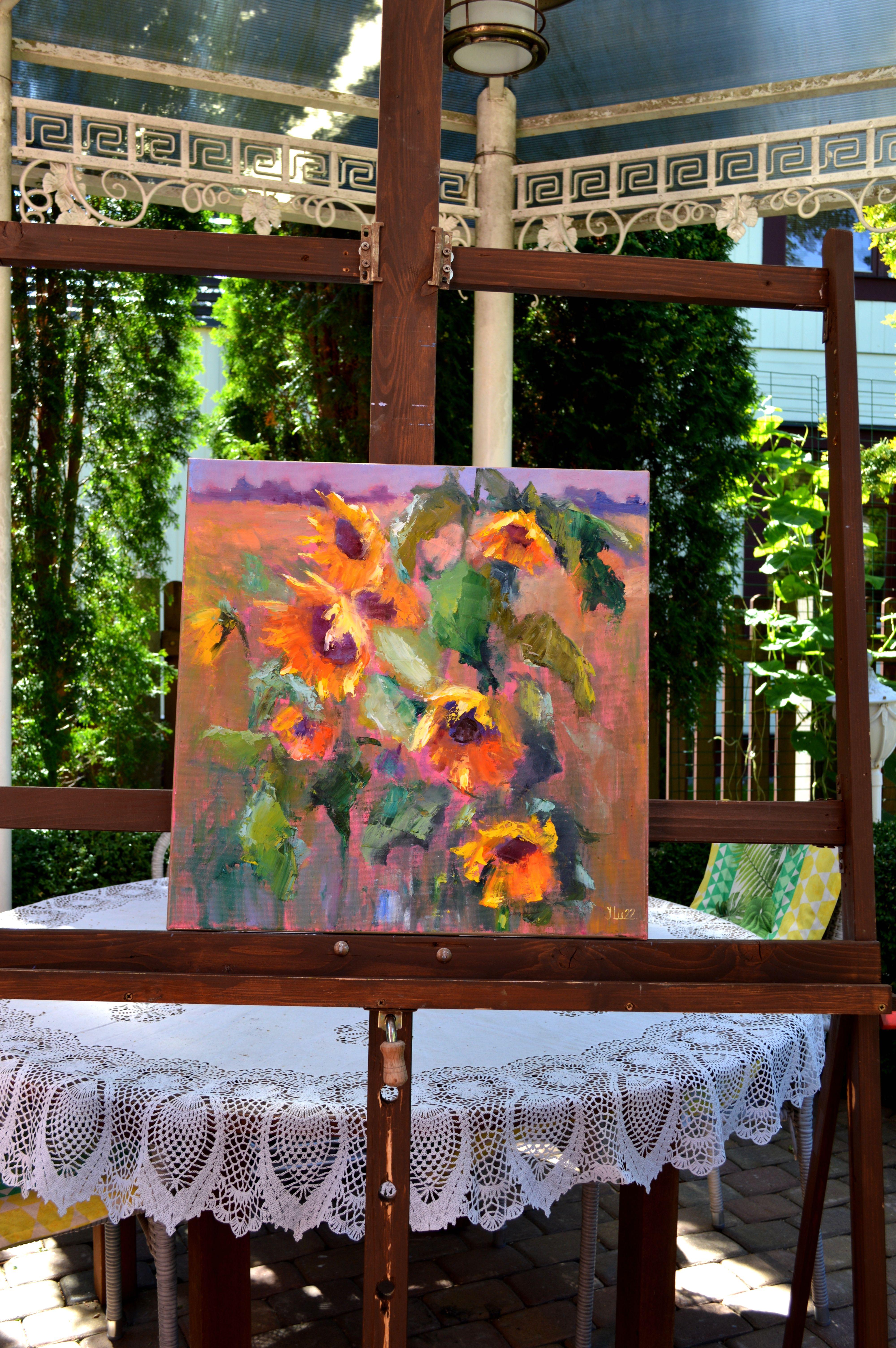 Expression with sunflowers 50X50 For Sale 8