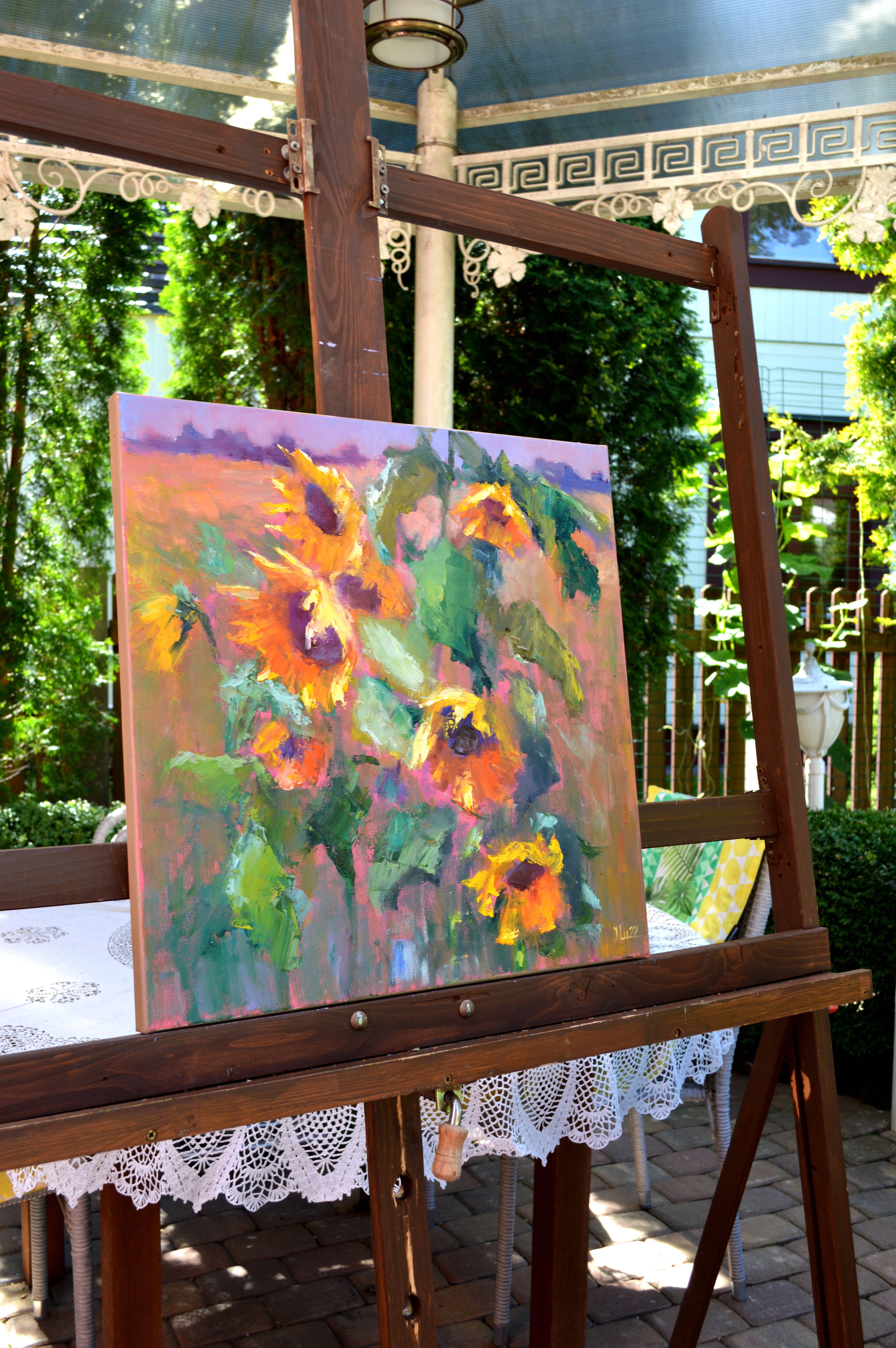 Expression with sunflowers 50X50 For Sale 8