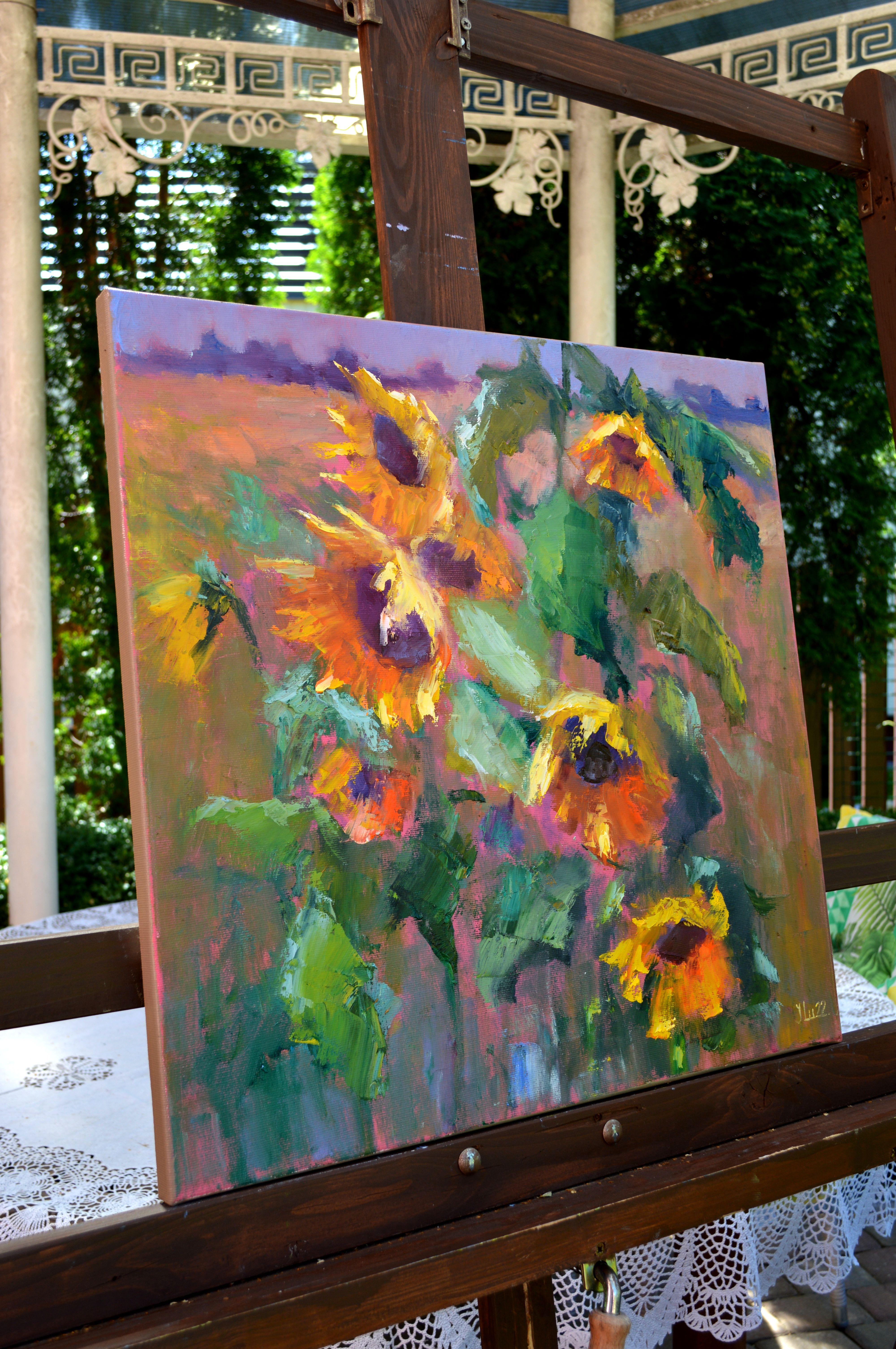 Expression with sunflowers 50X50 For Sale 11