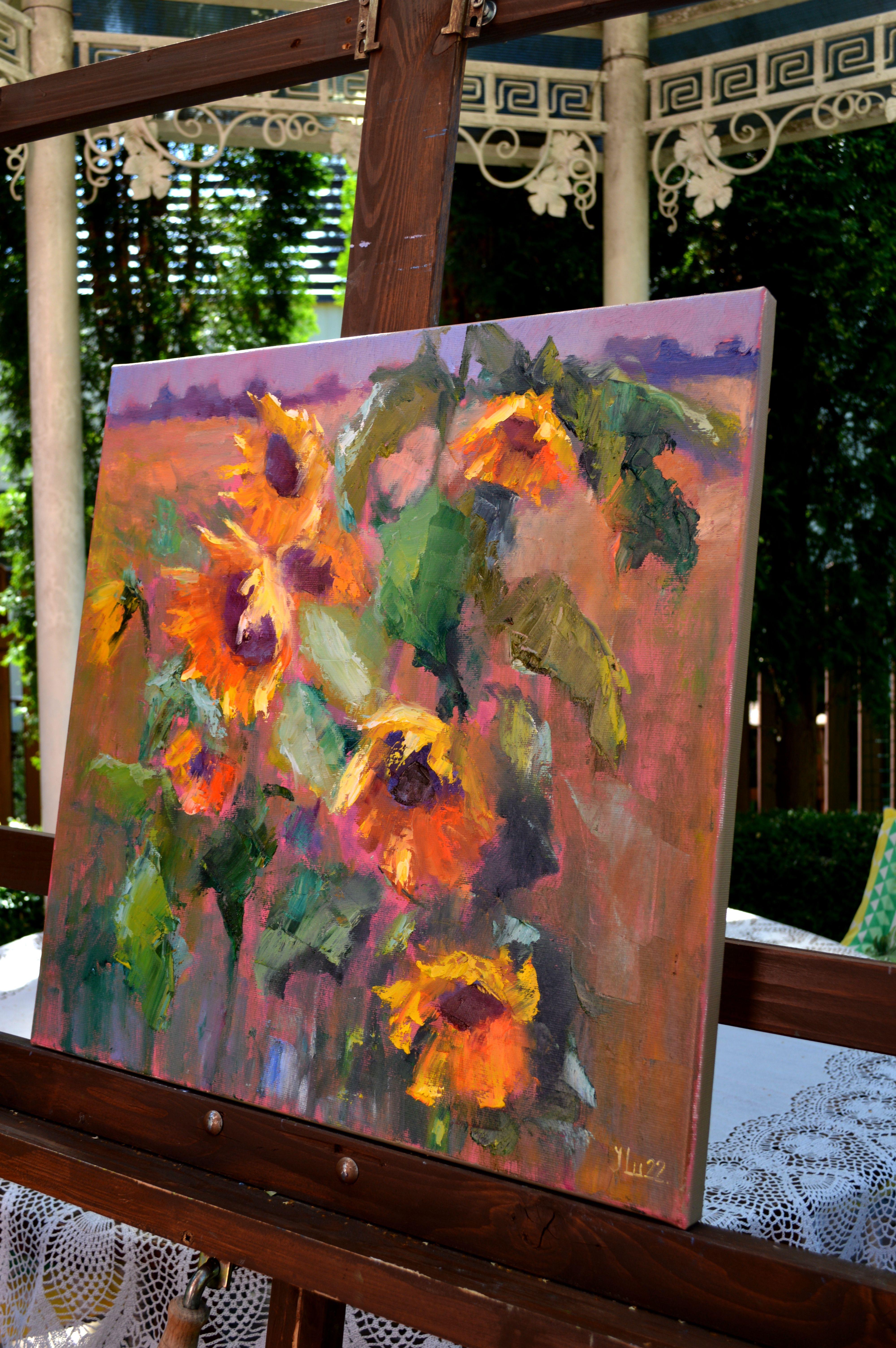 Expression with sunflowers 50X50 For Sale 12