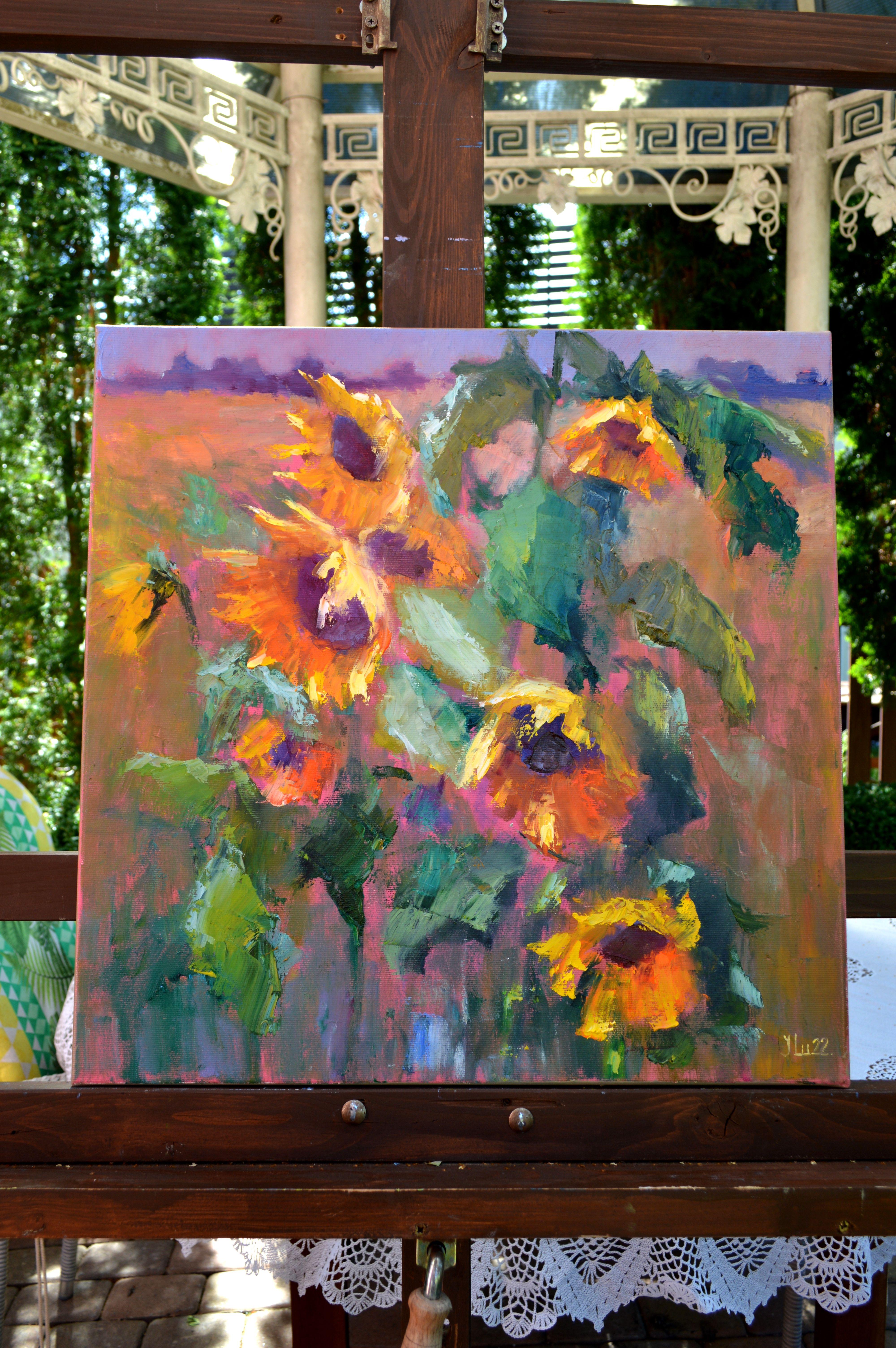Expression with sunflowers 50X50 For Sale 13