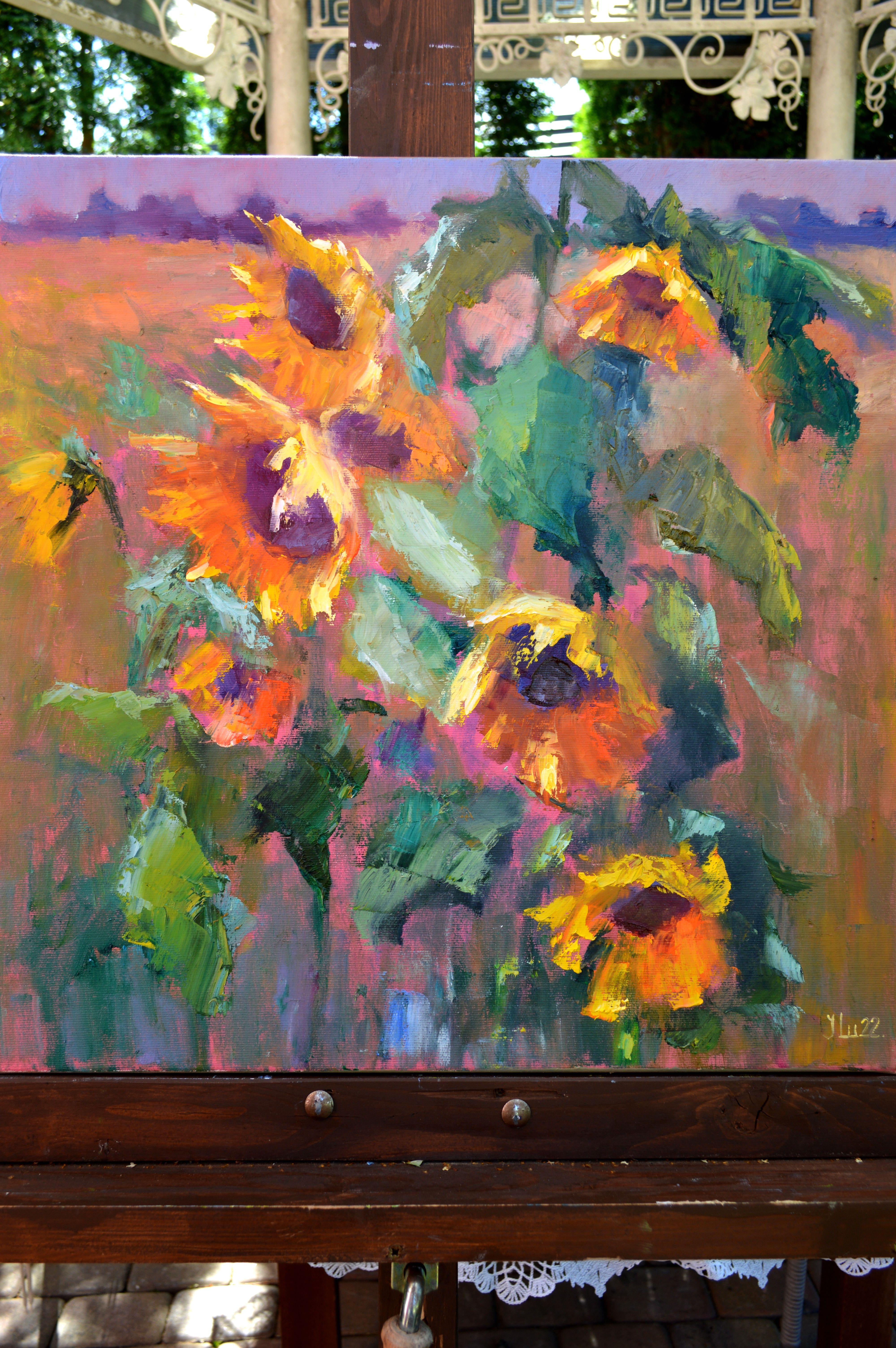 Expression with sunflowers 50X50 For Sale 16