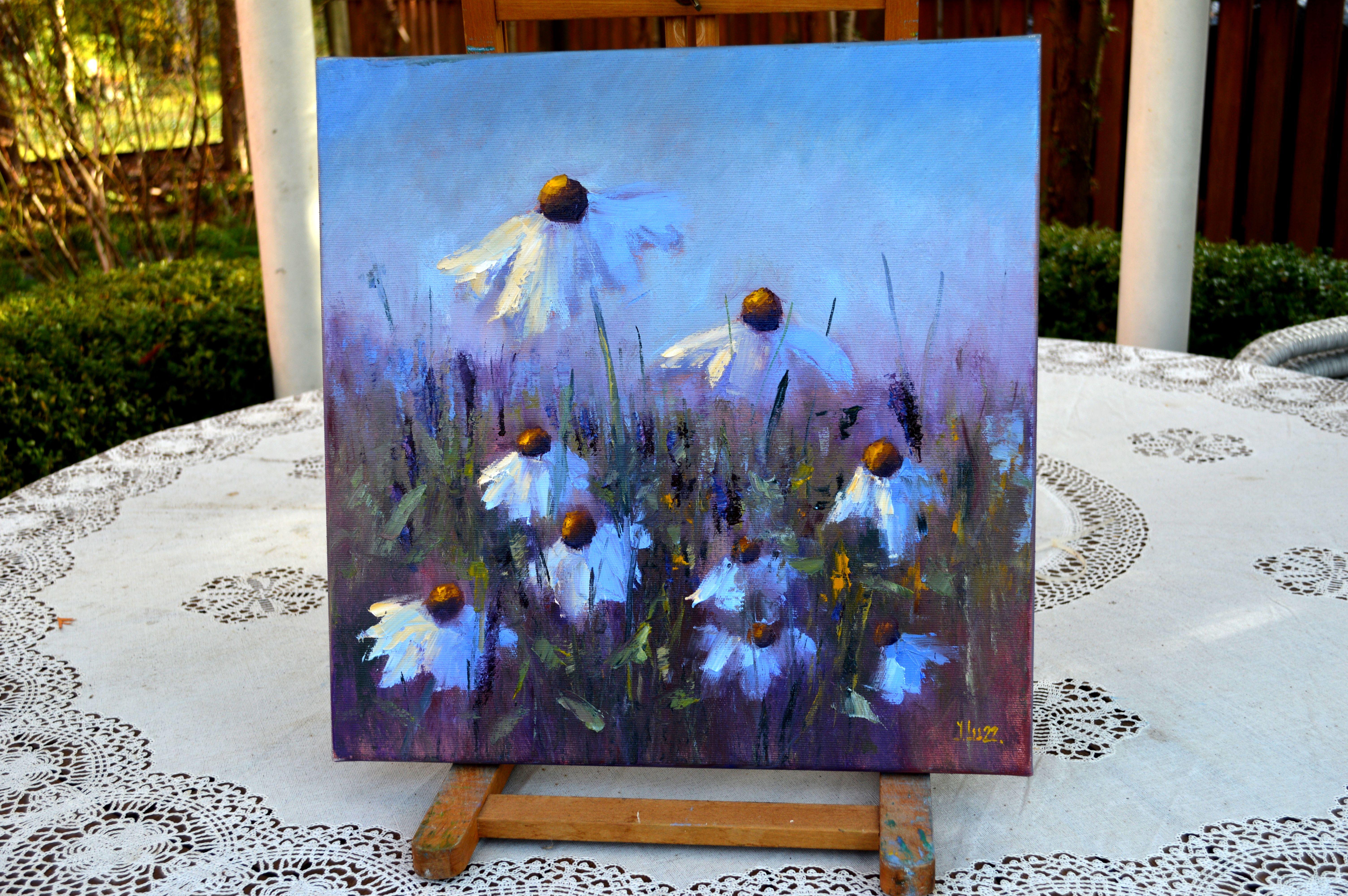 Field Daisies - Painting by Elena Lukina