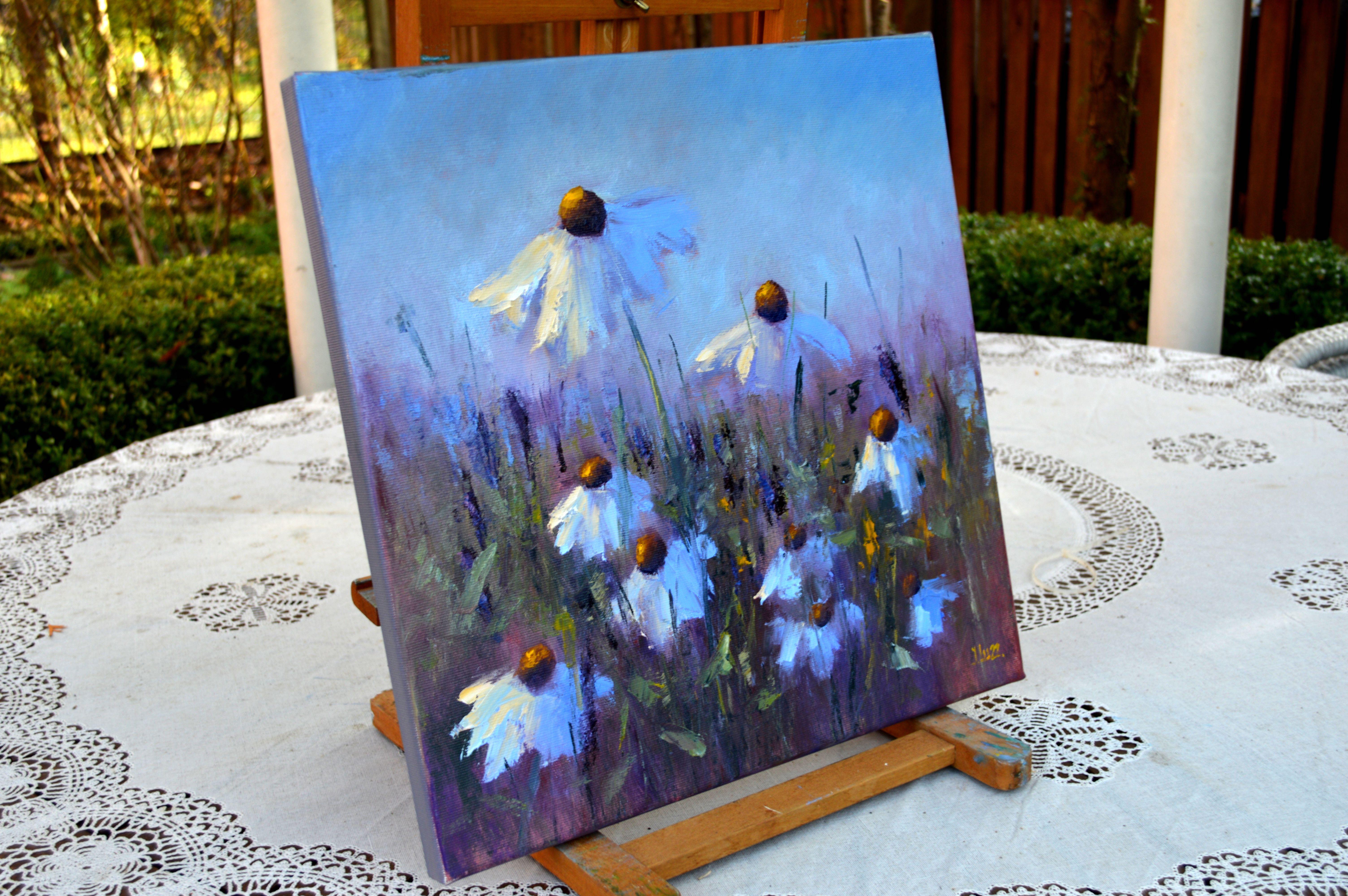 Field Daisies - Expressionist Painting by Elena Lukina