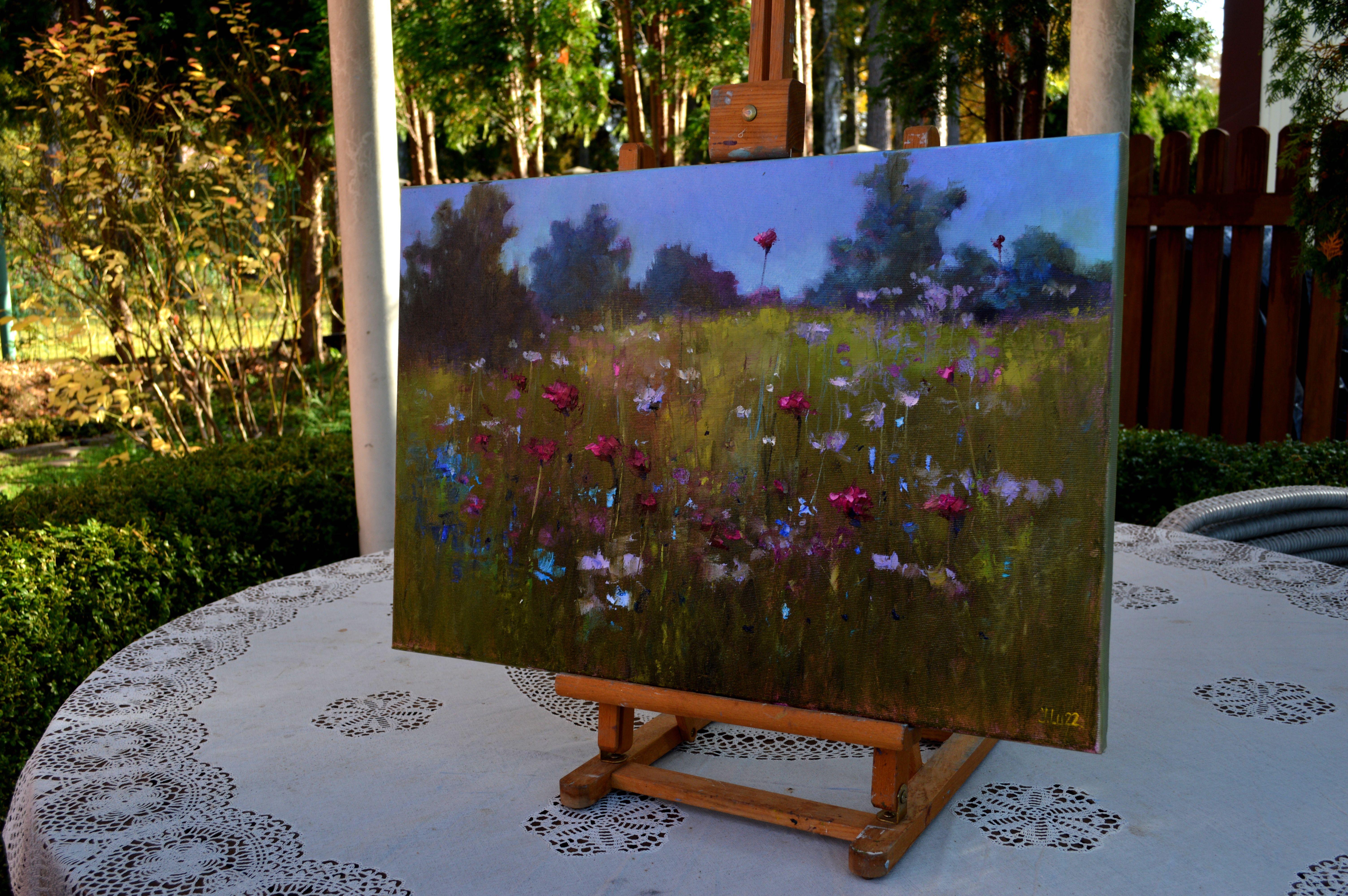 Field Gras-Abdeckung – Painting von Elena Lukina