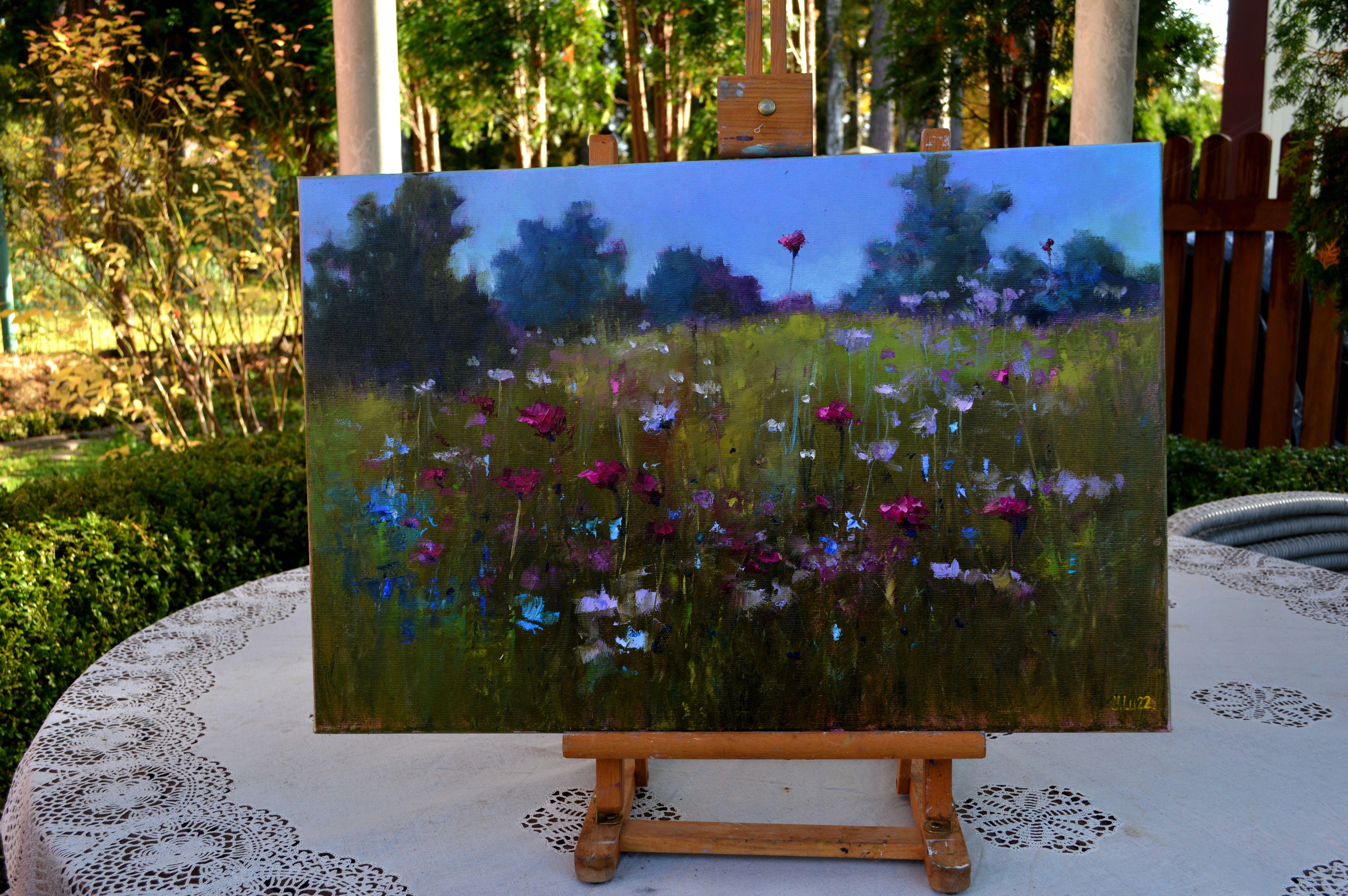 Field Gras-Abdeckung (Grau), Interior Painting, von Elena Lukina