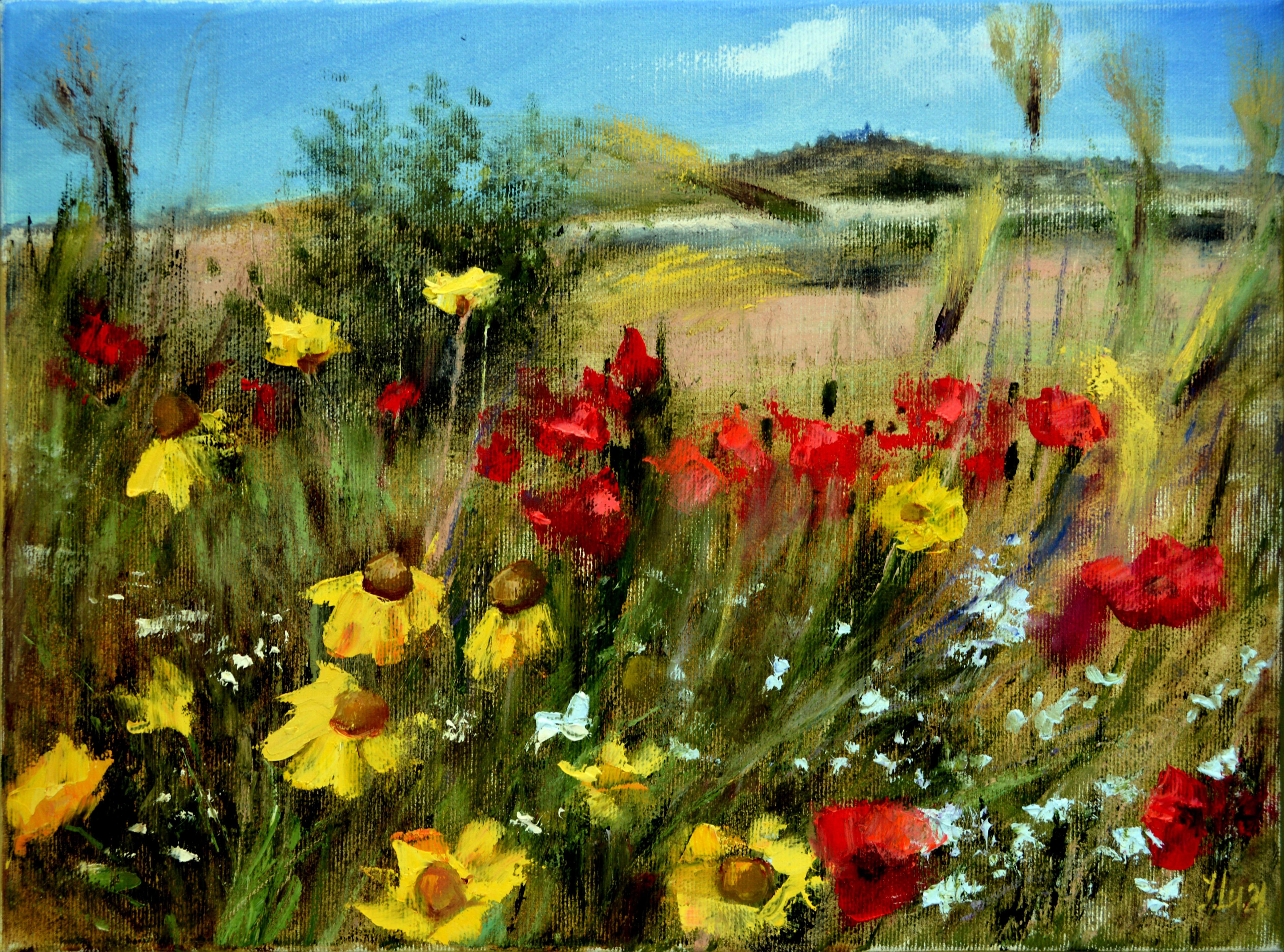 Elena Lukina Interior Painting – Field herbs of Provence 30X40 Öl.