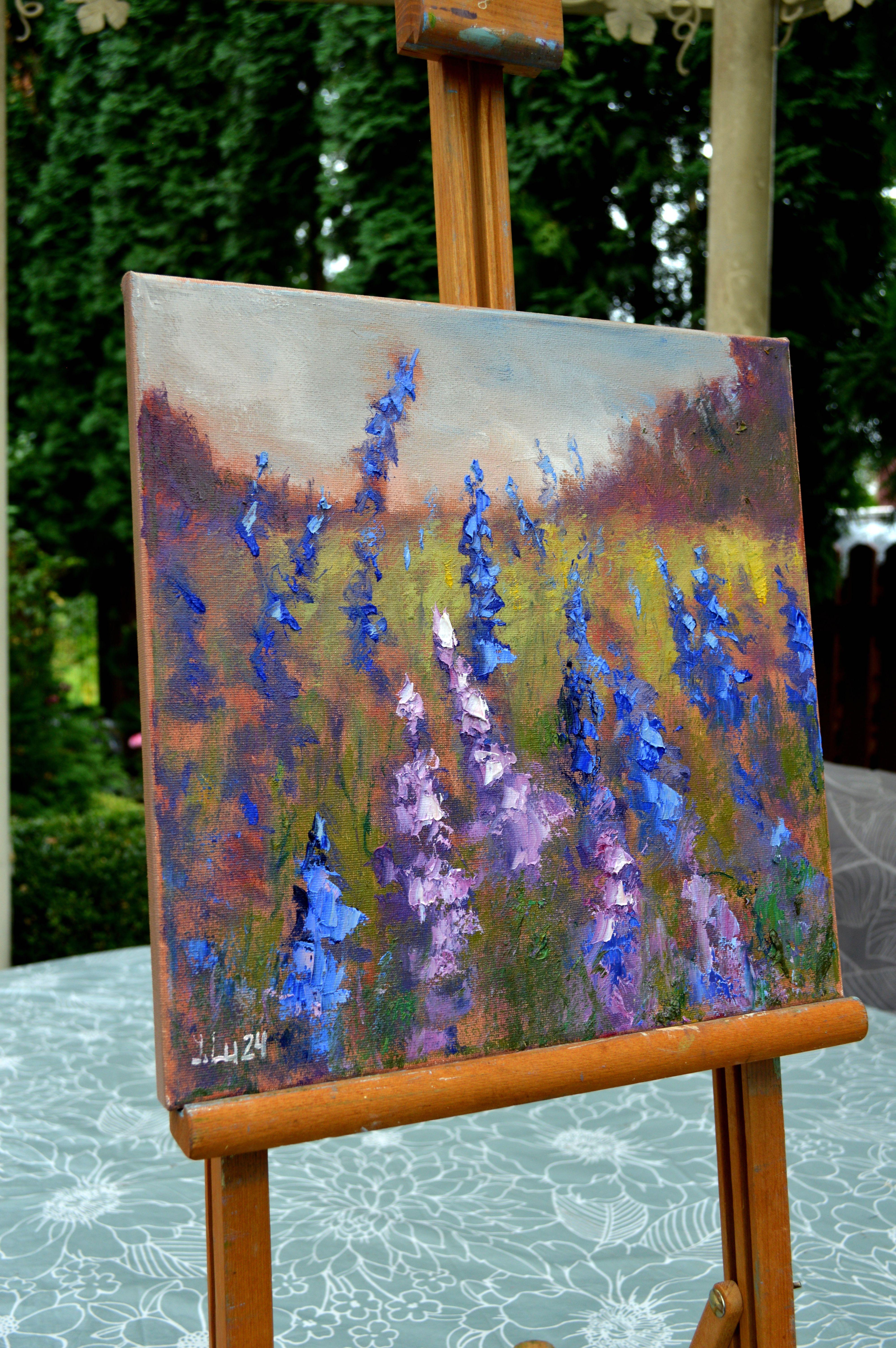 Lupinenfeld (Expressionismus), Painting, von Elena Lukina