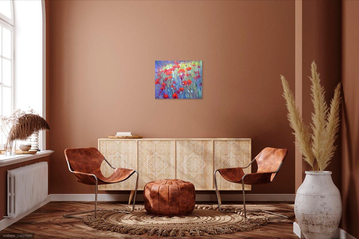 Field Mohnblumen 60X70 Öl auf Leinwand im Angebot 6