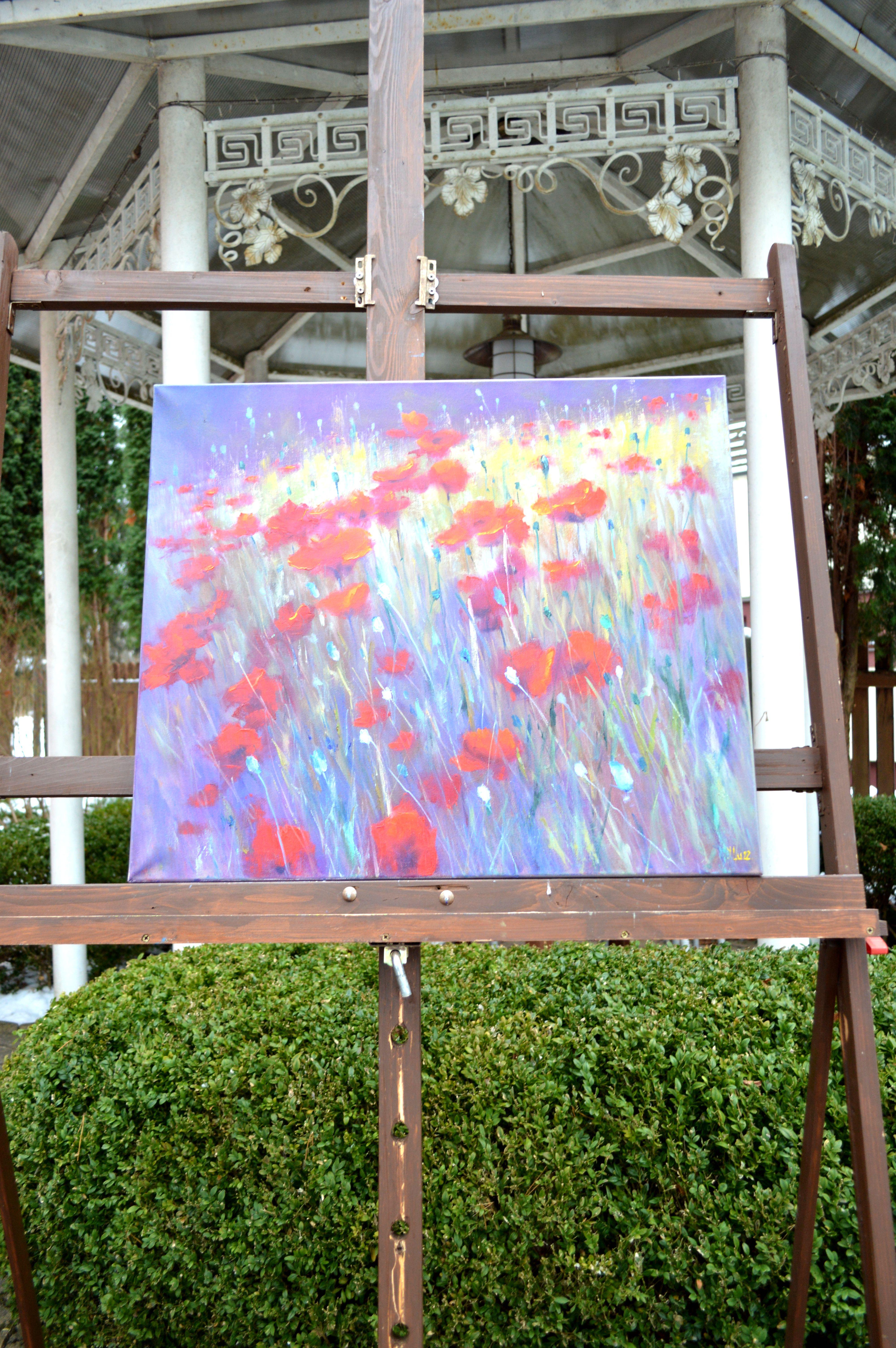 Field Mohnblumen 60X70 Öl auf Leinwand im Angebot 1