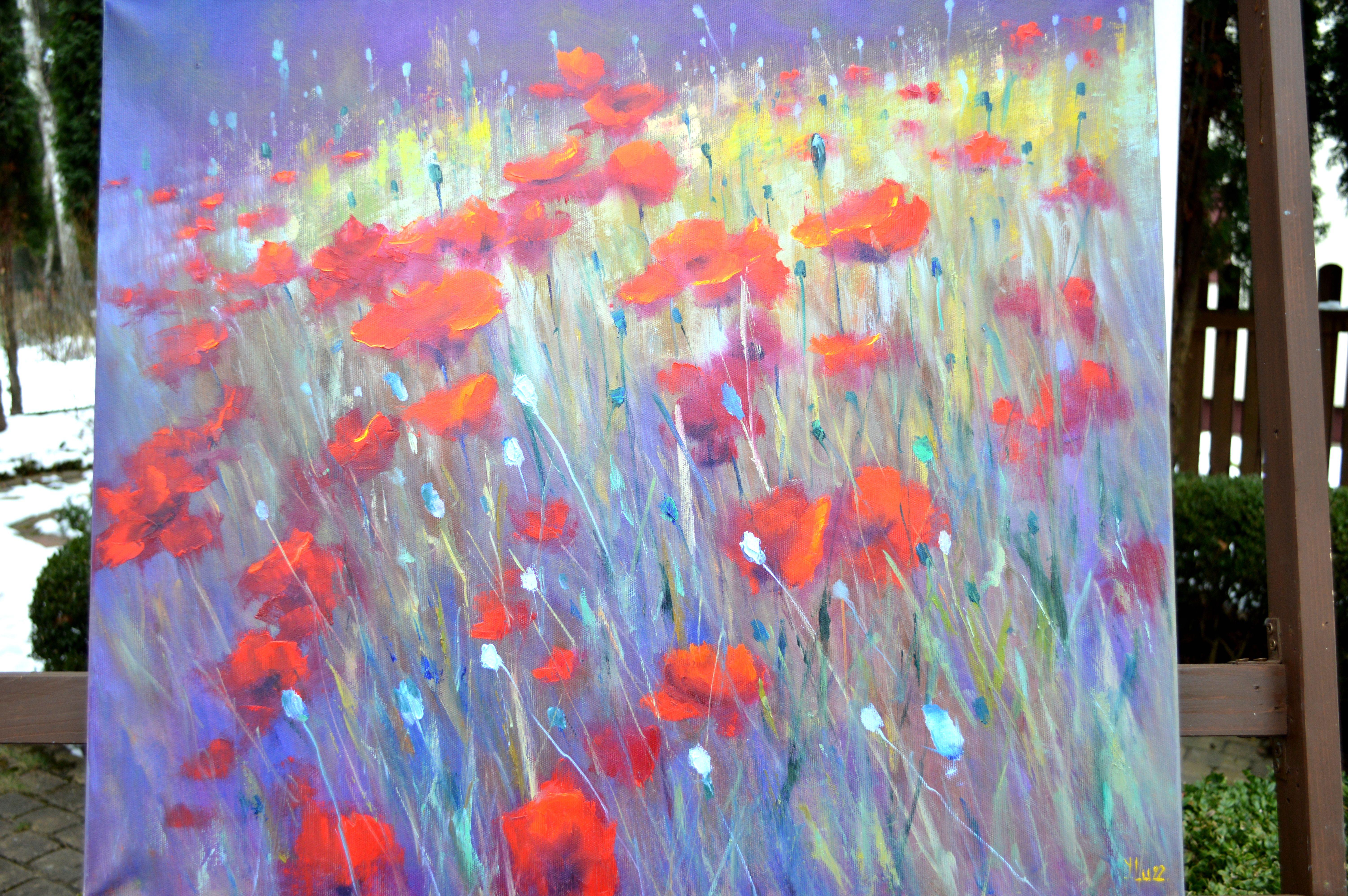 Field poppies 60X70 oil on canvas For Sale 5
