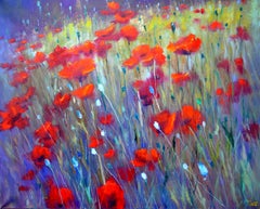 Field Mohnblumen 60X70 Öl auf Leinwand