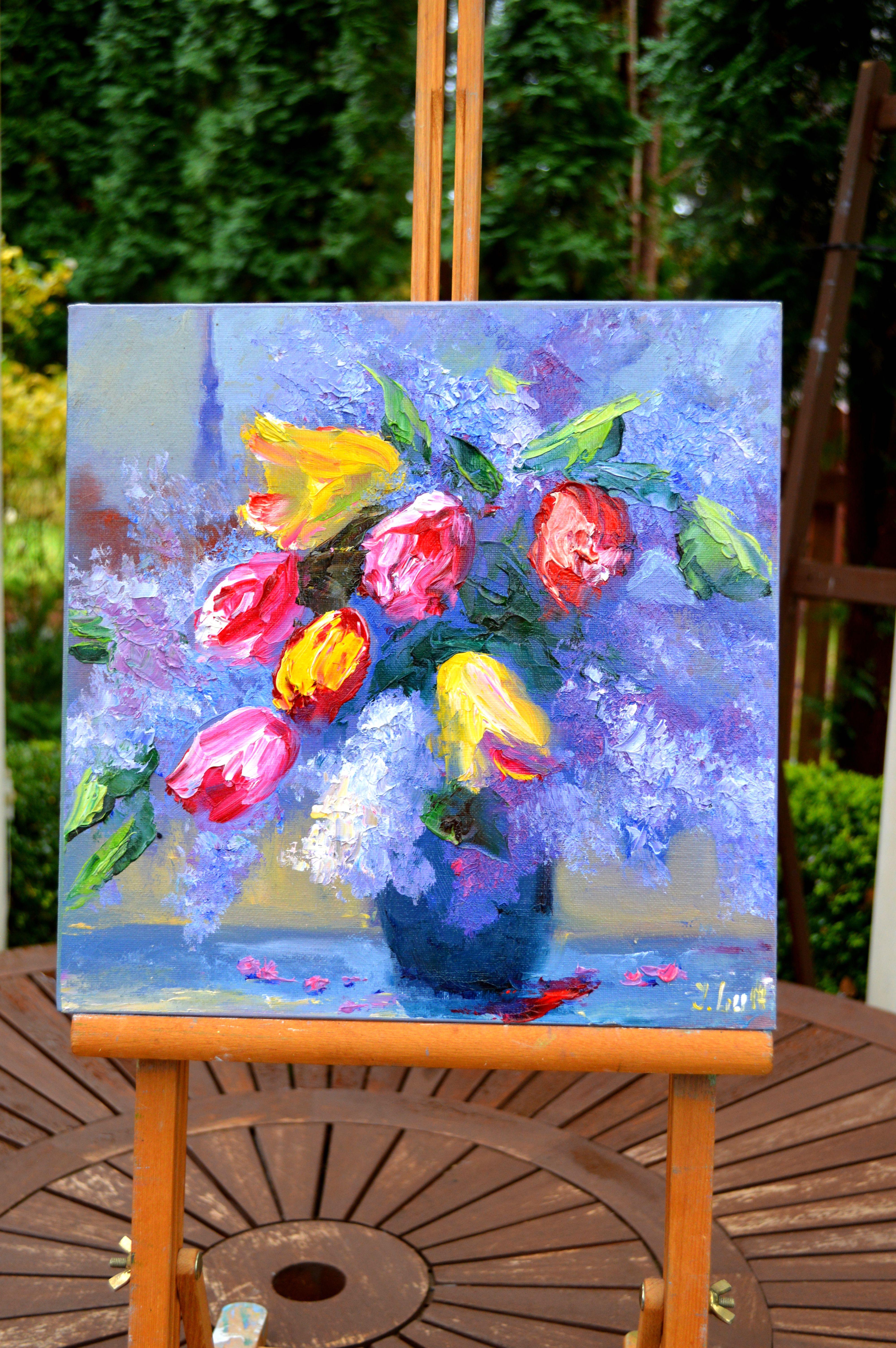 Flores en la ventana - Painting de Elena Lukina