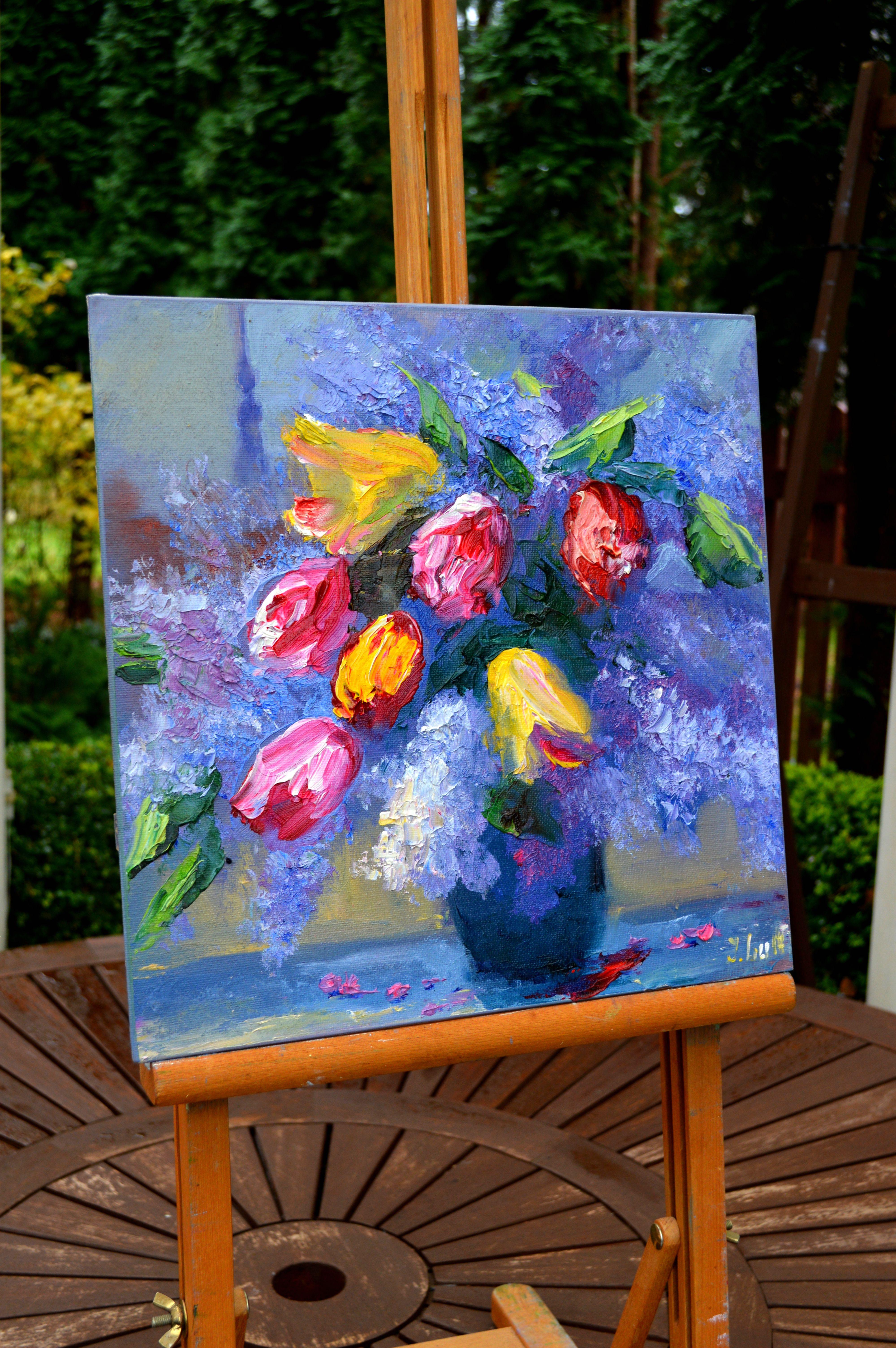 Flores en la ventana - Painting Expresionista de Elena Lukina