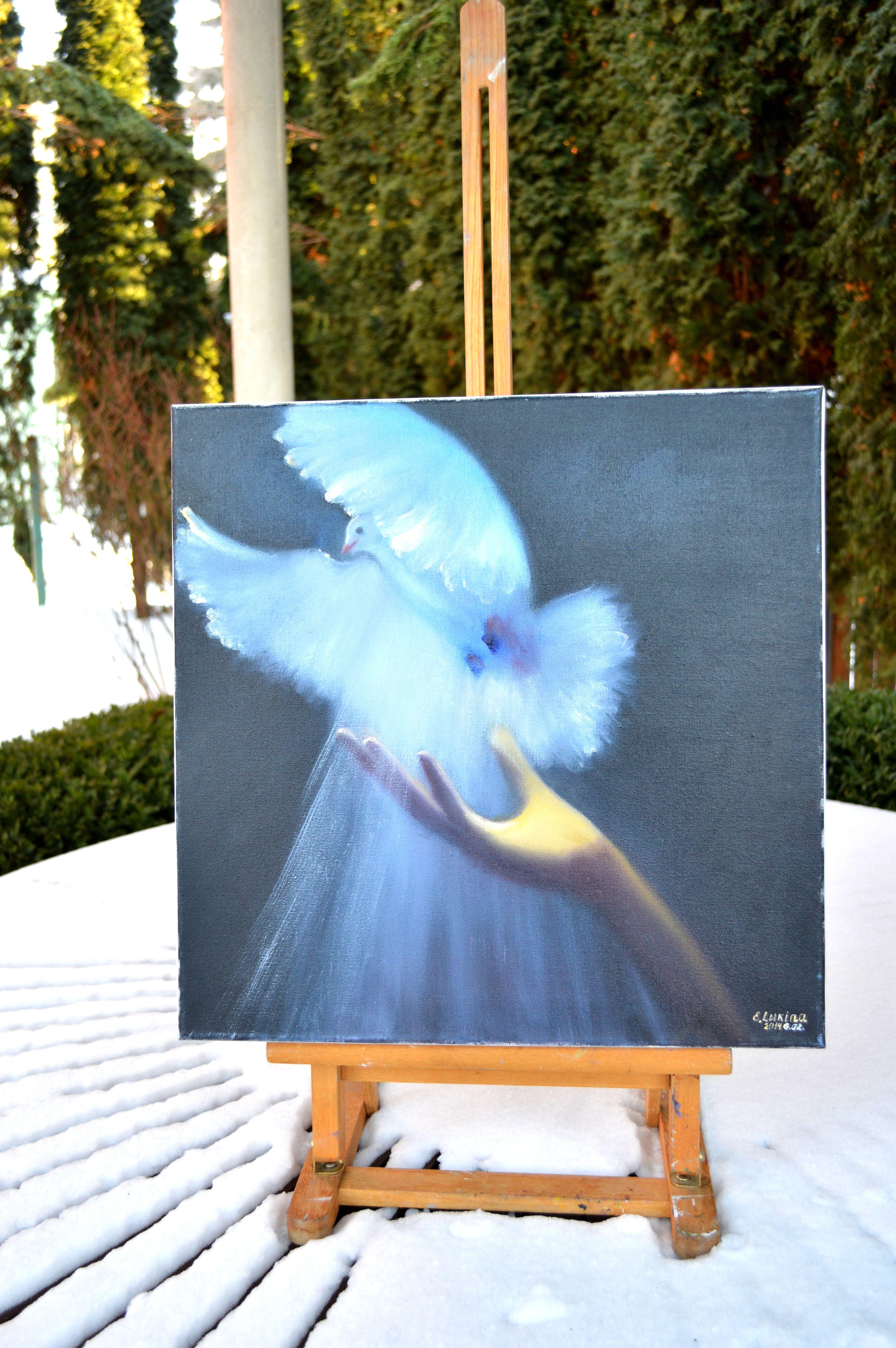 Fly! 40X40 oil on canvas - Painting by Elena Lukina