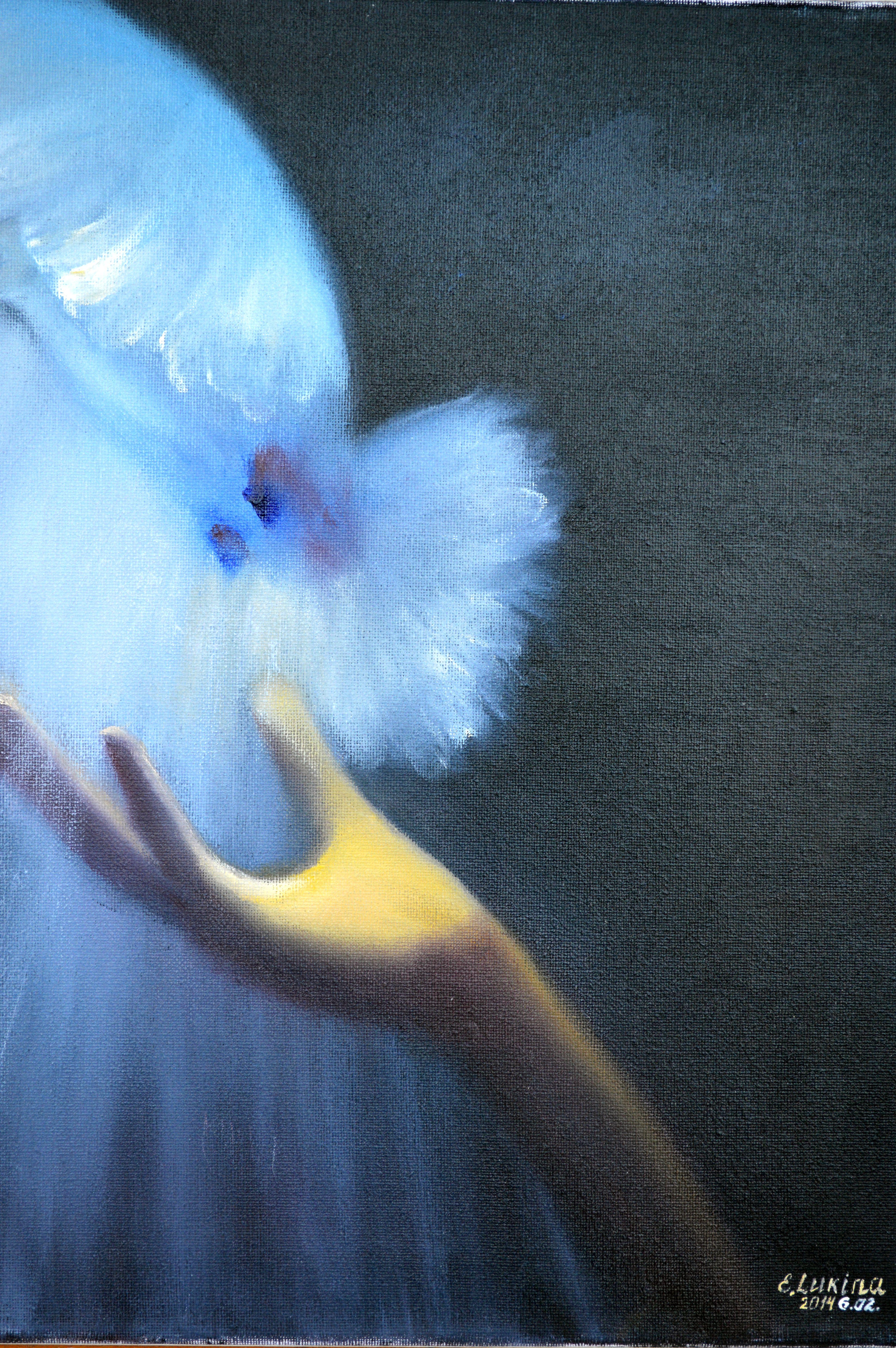 Fly! 40X40 Öl auf Leinwand im Angebot 3