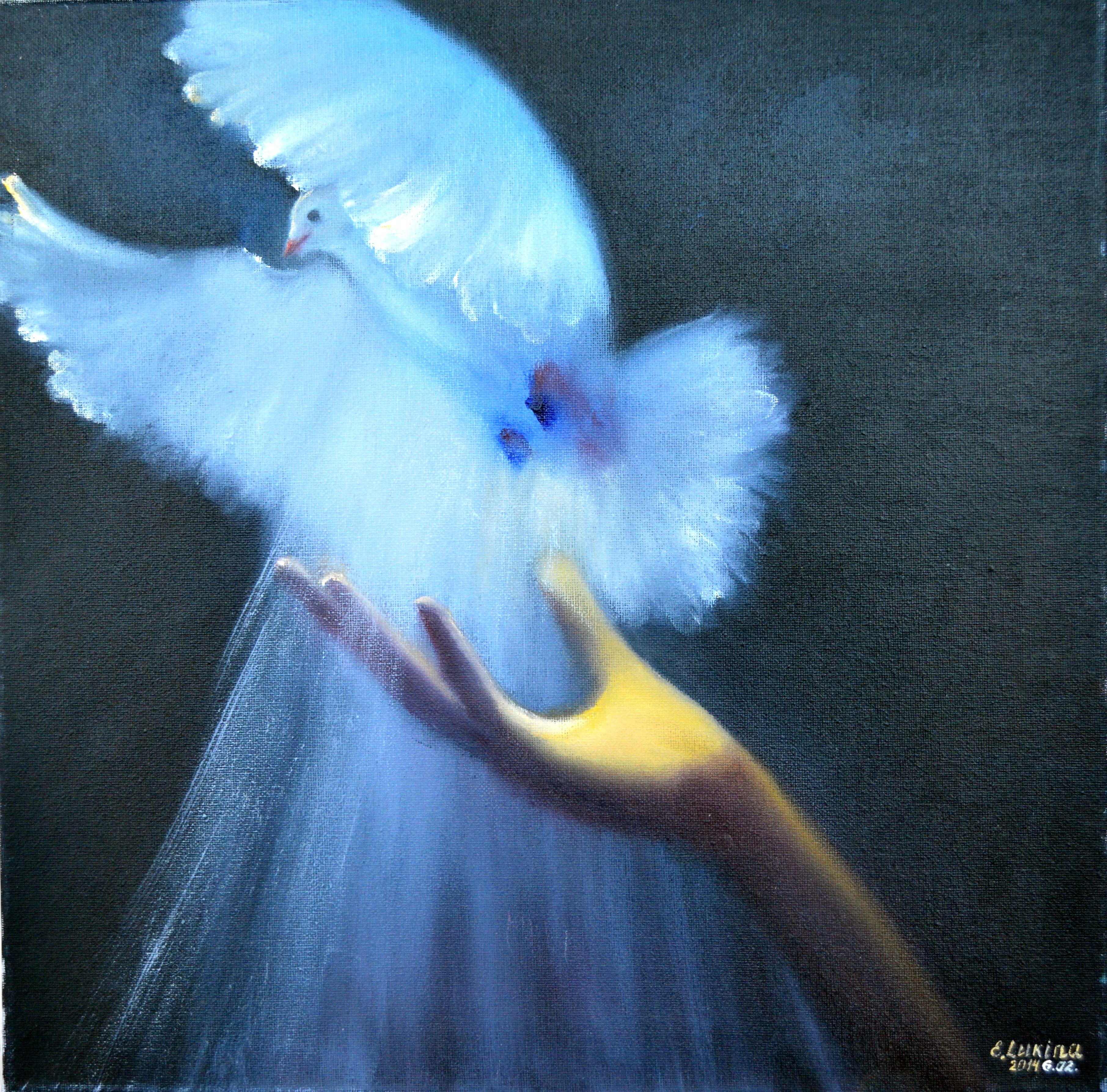 Elena Lukina Interior Painting - Fly! 40X40 oil on canvas