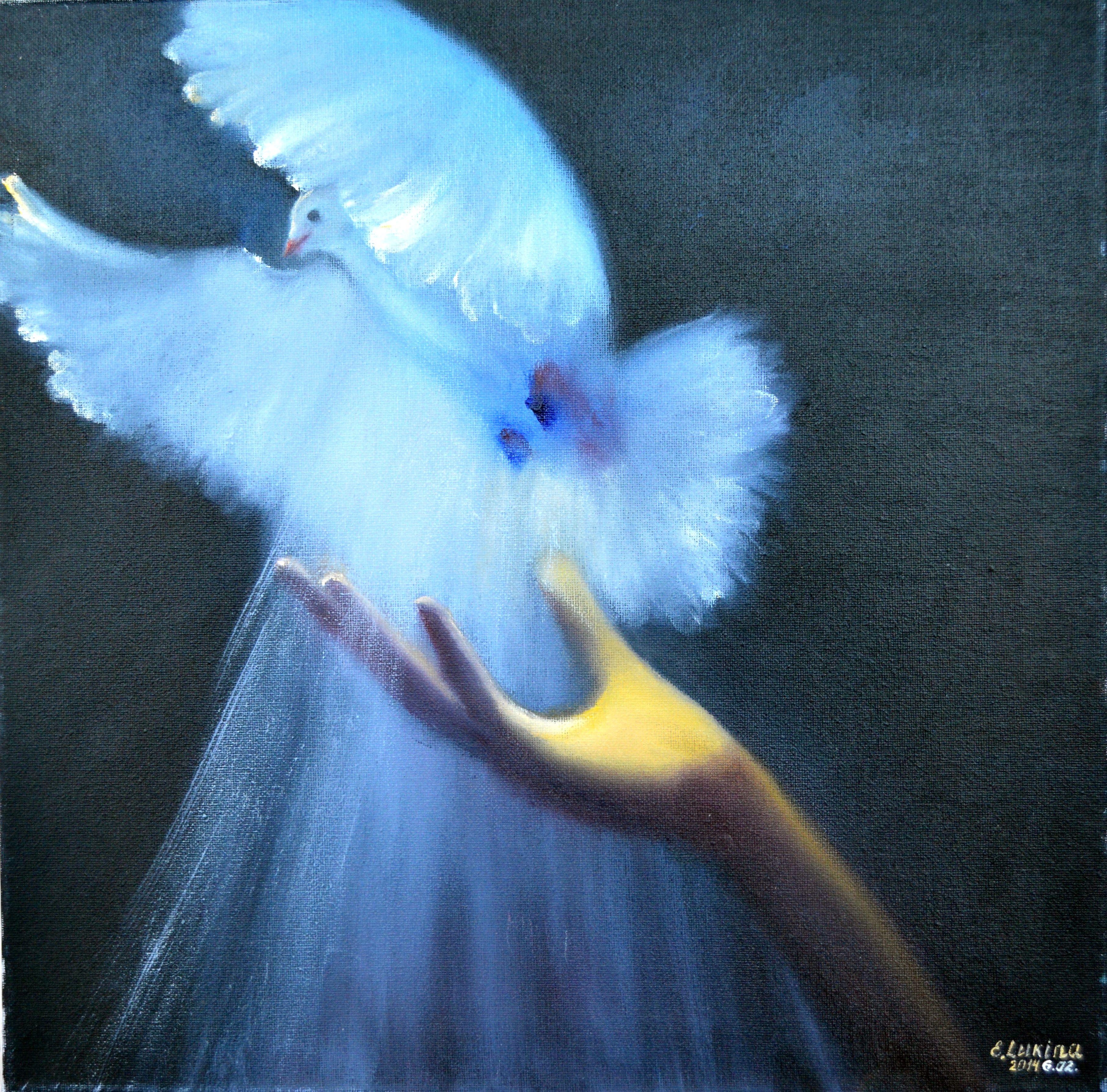 Elena Lukina Interior Painting – Fly! 40X40 Öl auf Leinwand