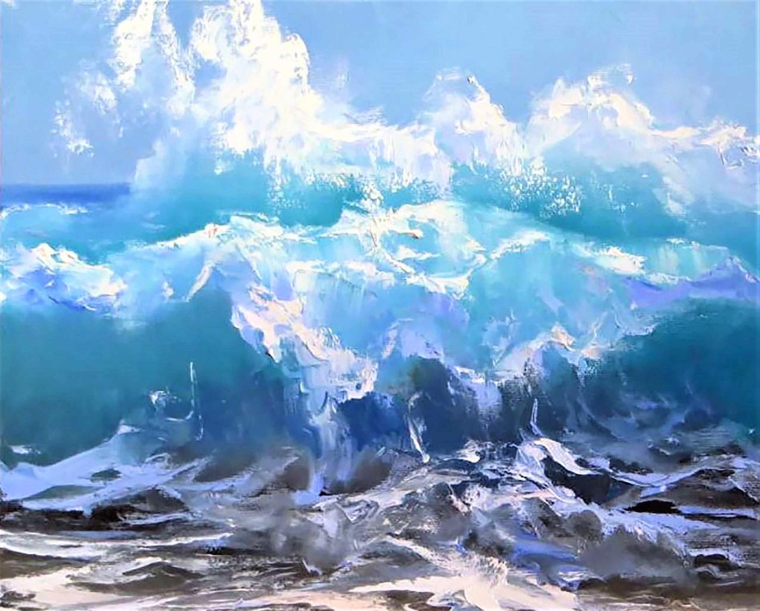 Schaumstoffwelle 50X70 Öl auf Leinwand – Painting von Elena Lukina