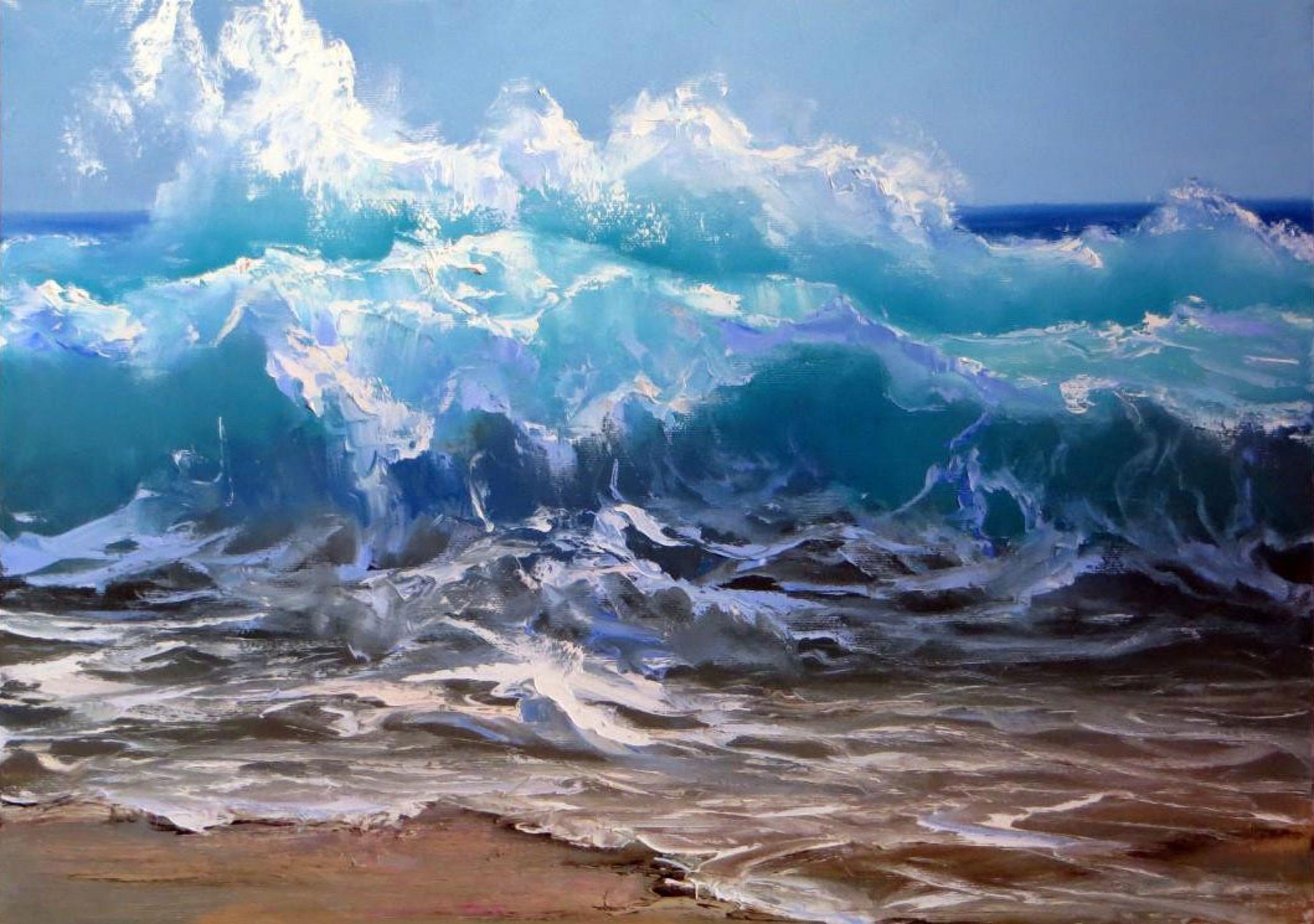 Ola espumosa 50X70 óleo sobre lienzo