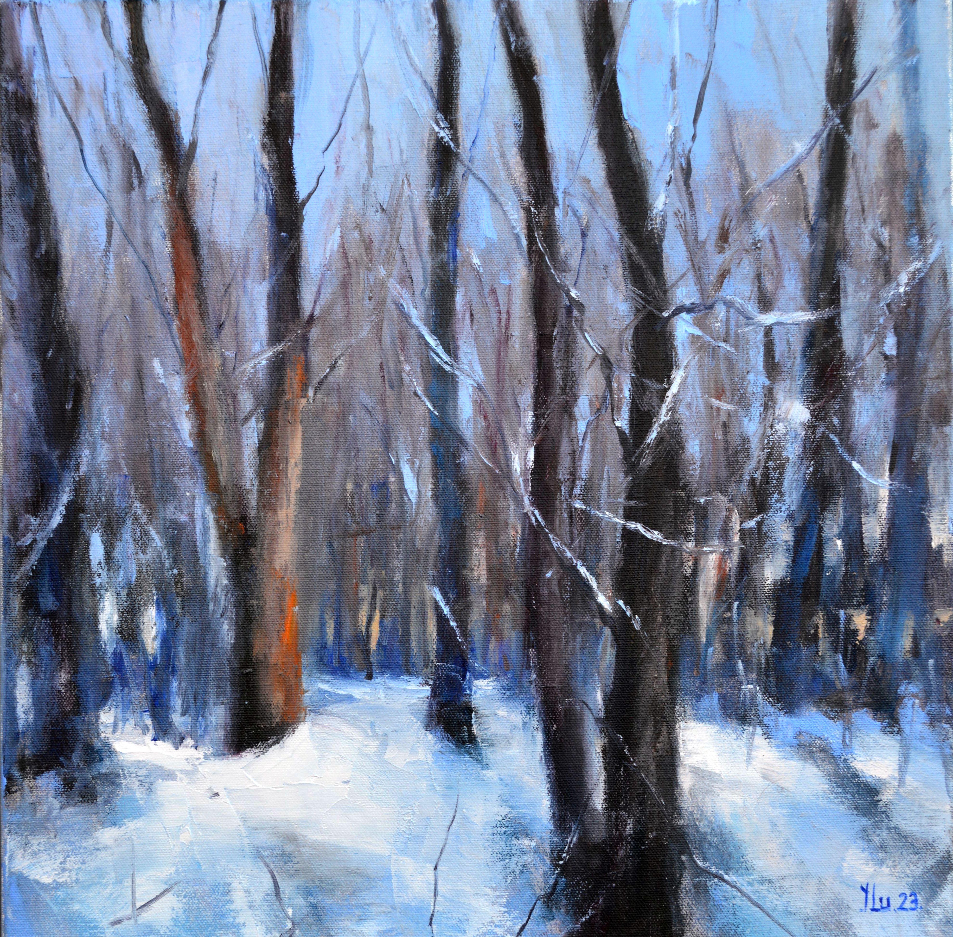 Elena Lukina Landscape Painting - Forest in January days 40X40